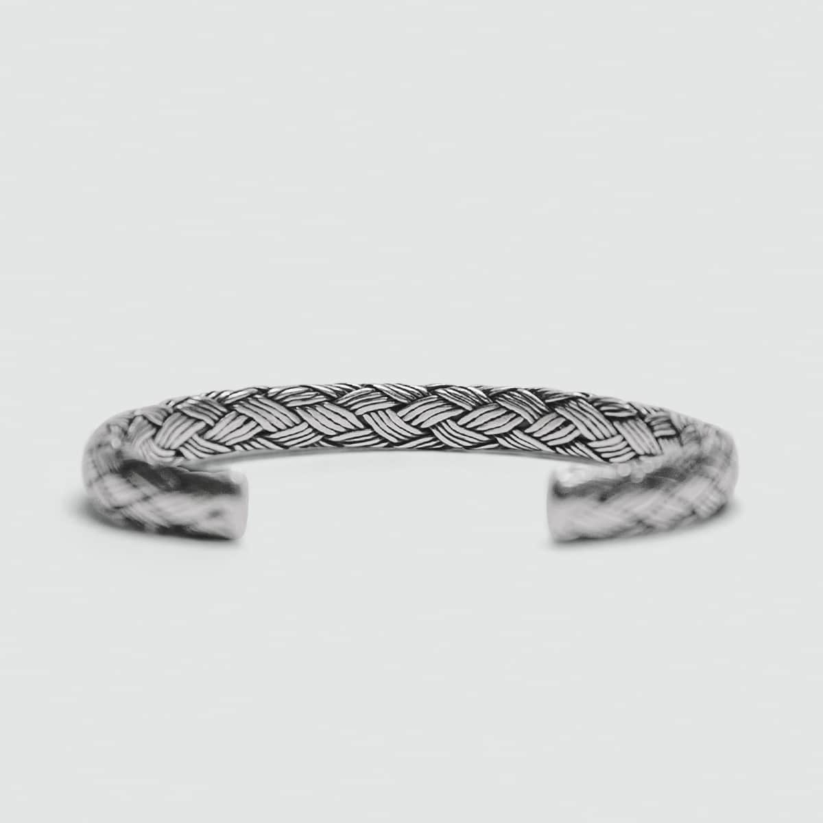 Idris - Braided Silver Bangle Bracelet 8mm - Image 5