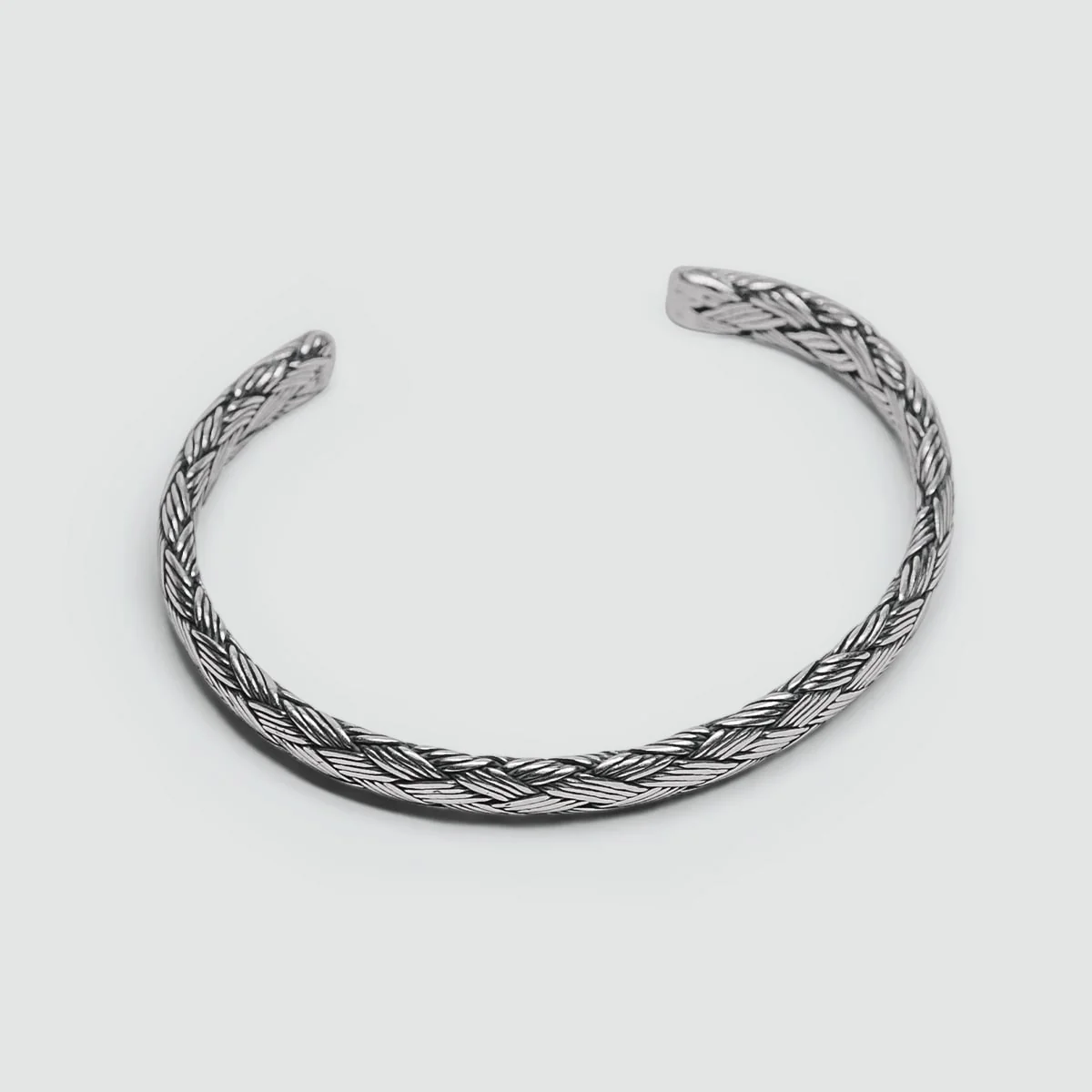 Idris - Braided Silver Bangle Bracelet 8mm - Image 7