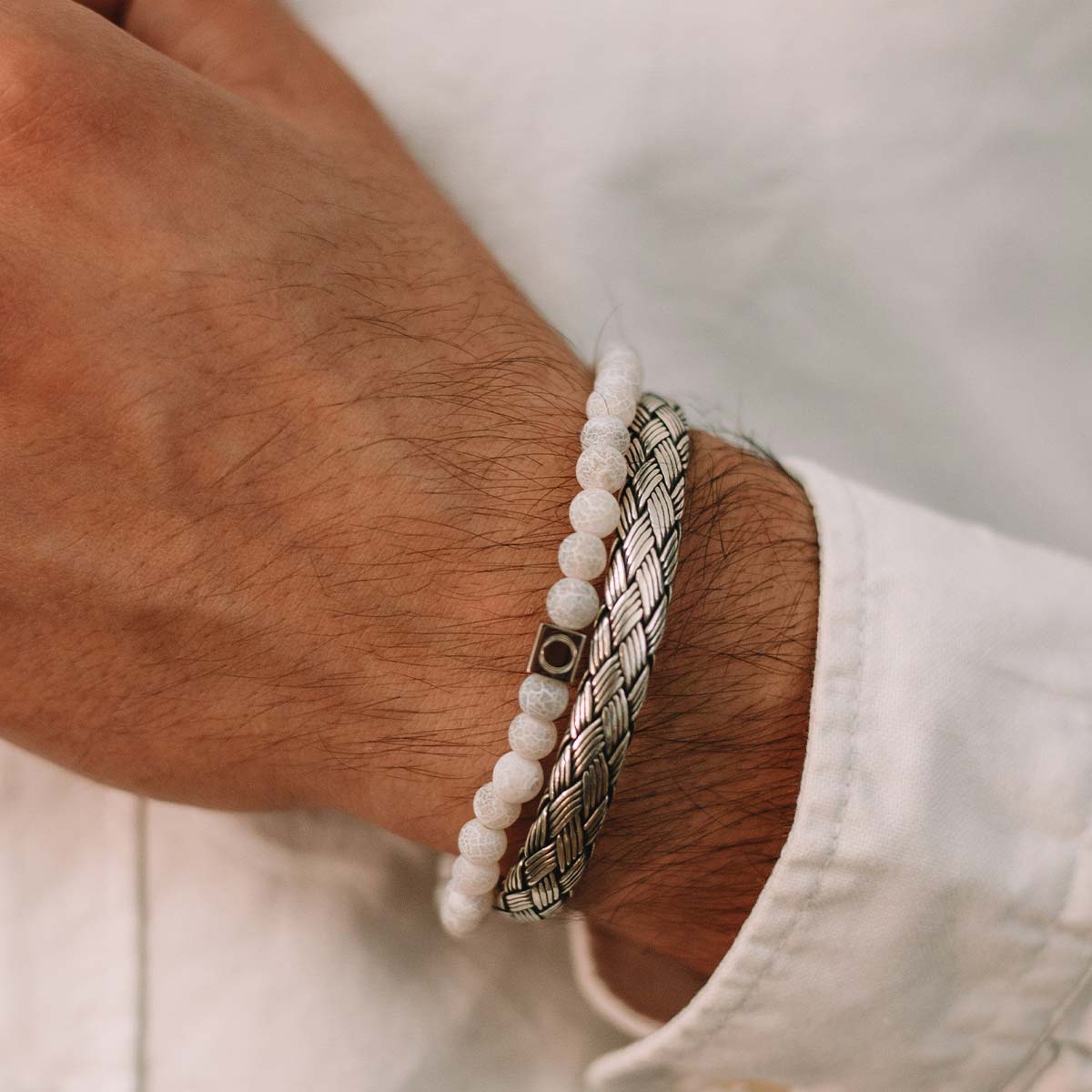 Idris - Braided Silver Bangle Bracelet 8mm - Image 8