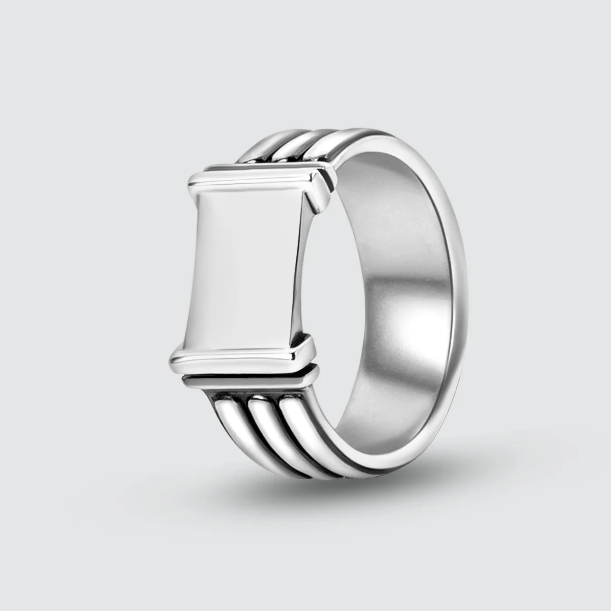 Imad - Sterling Silver Pillar Signet Ring 8mm - Image 3