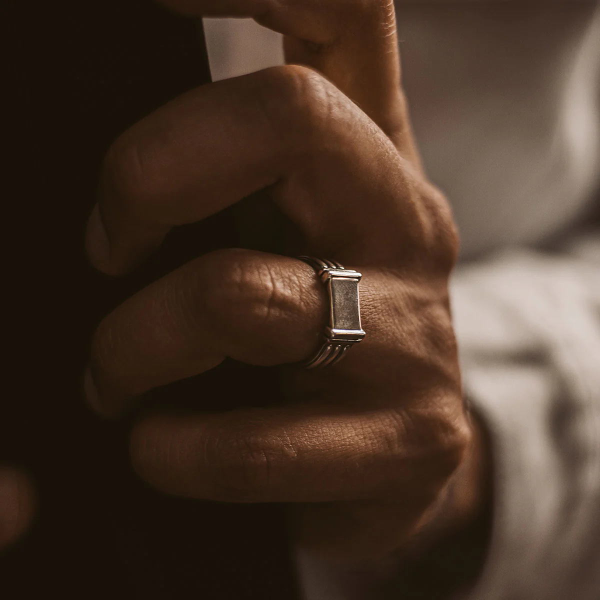 Imad - Sterling Silver Pillar Signet Ring 8mm - Image 4