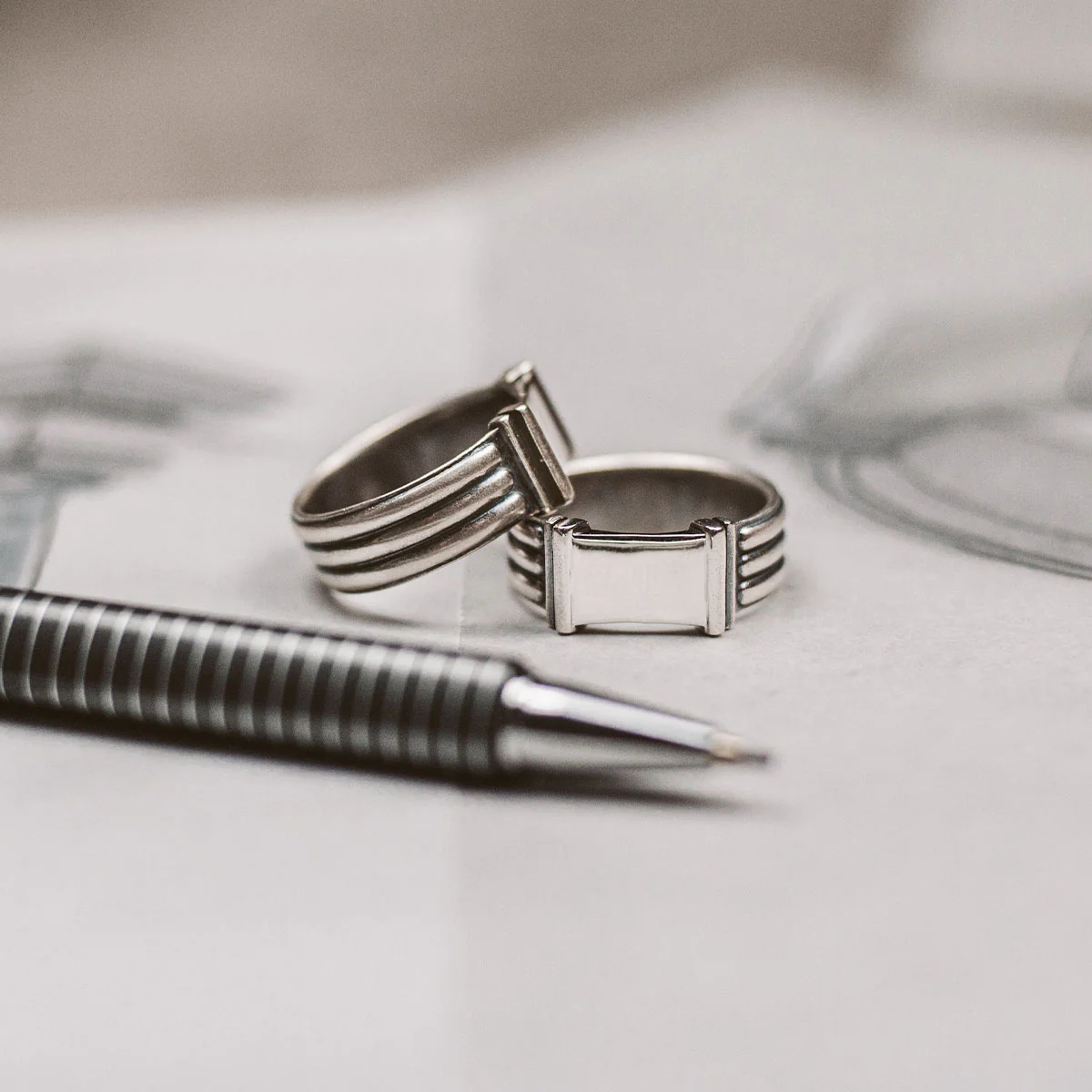 Imad - Sterling Silver Pillar Signet Ring 8mm - Image 9