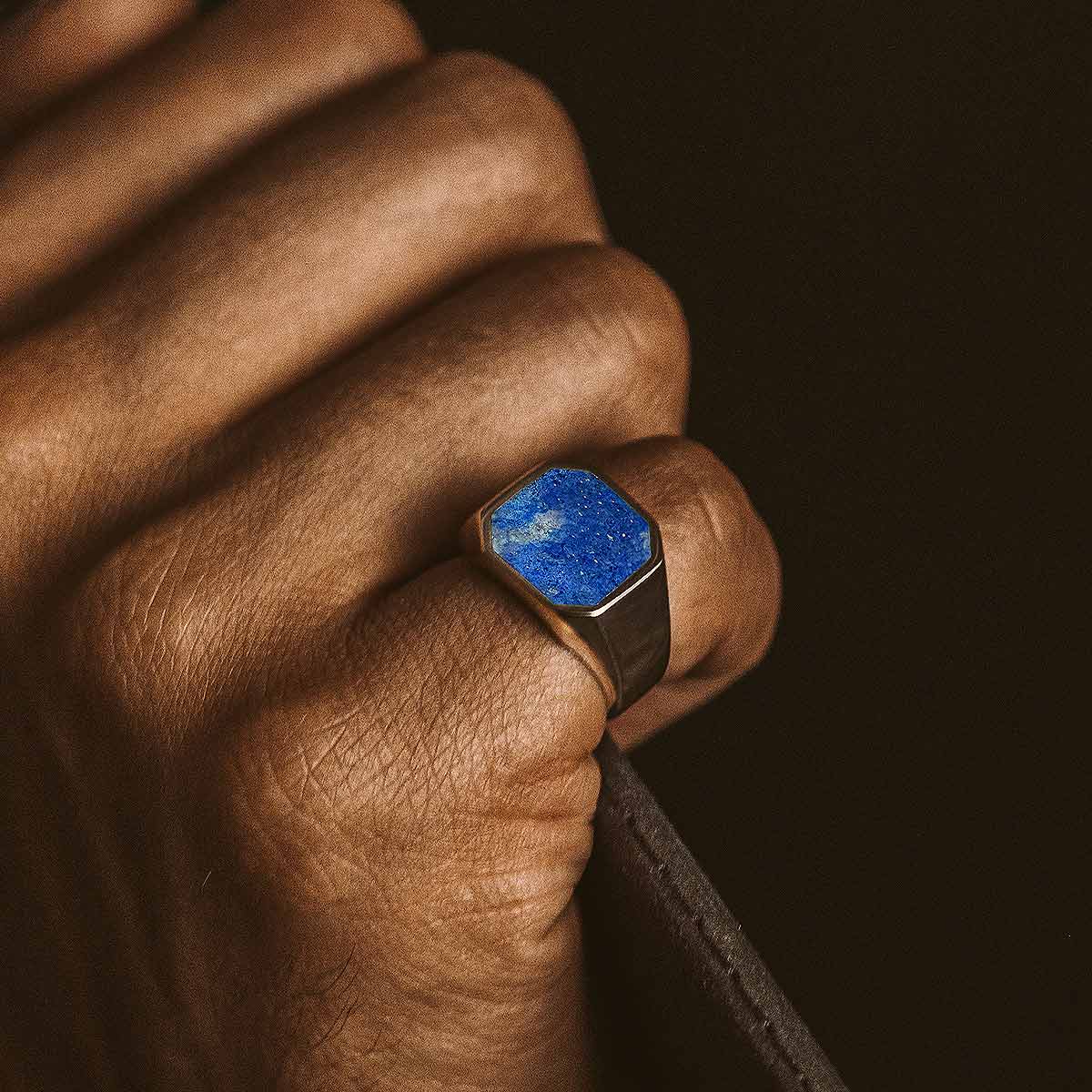Kadar - Blue Lapis Lazuli Stone Signet Ring 13mm - Image 4