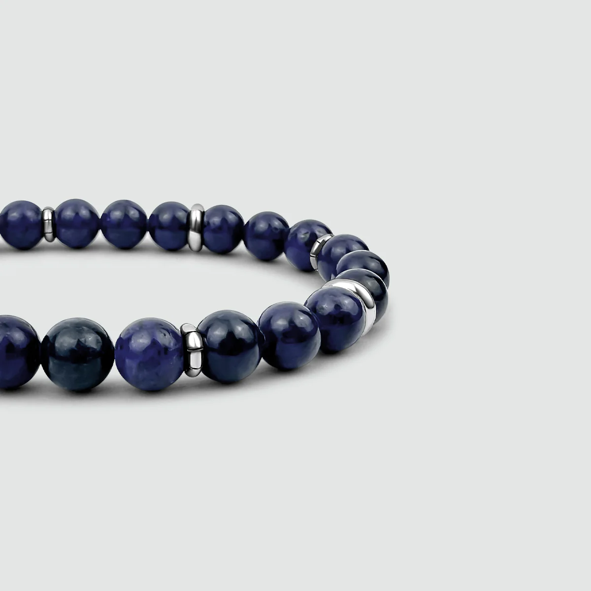 Kadar - Adjustable Lapis Lazuli Beaded Bracelet in Silver 8mm - Image 3