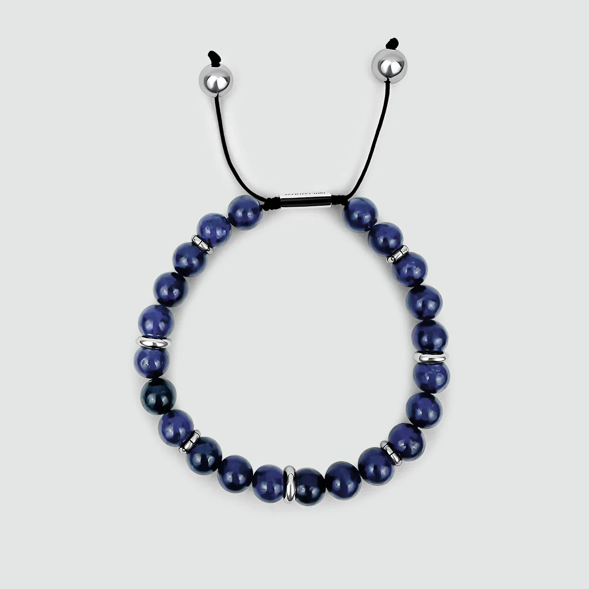 Kadar - Adjustable Lapis Lazuli Beaded Bracelet in Silver 8mm - Image 8