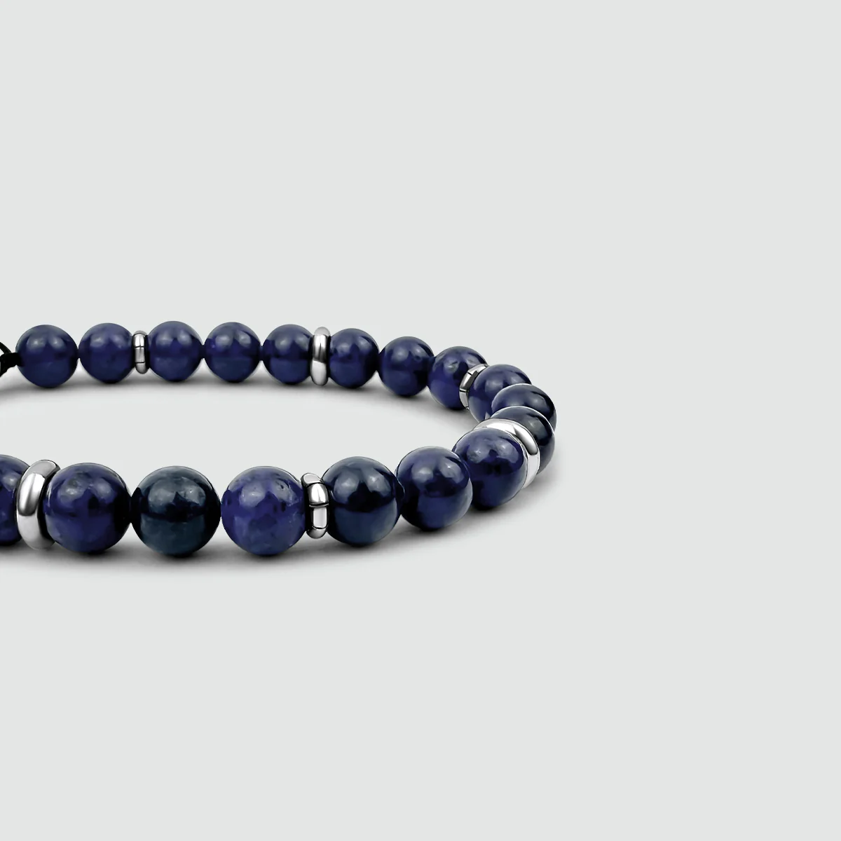 Kadar - Adjustable Lapis Lazuli Beaded Bracelet in Silver 6mm - Image 3