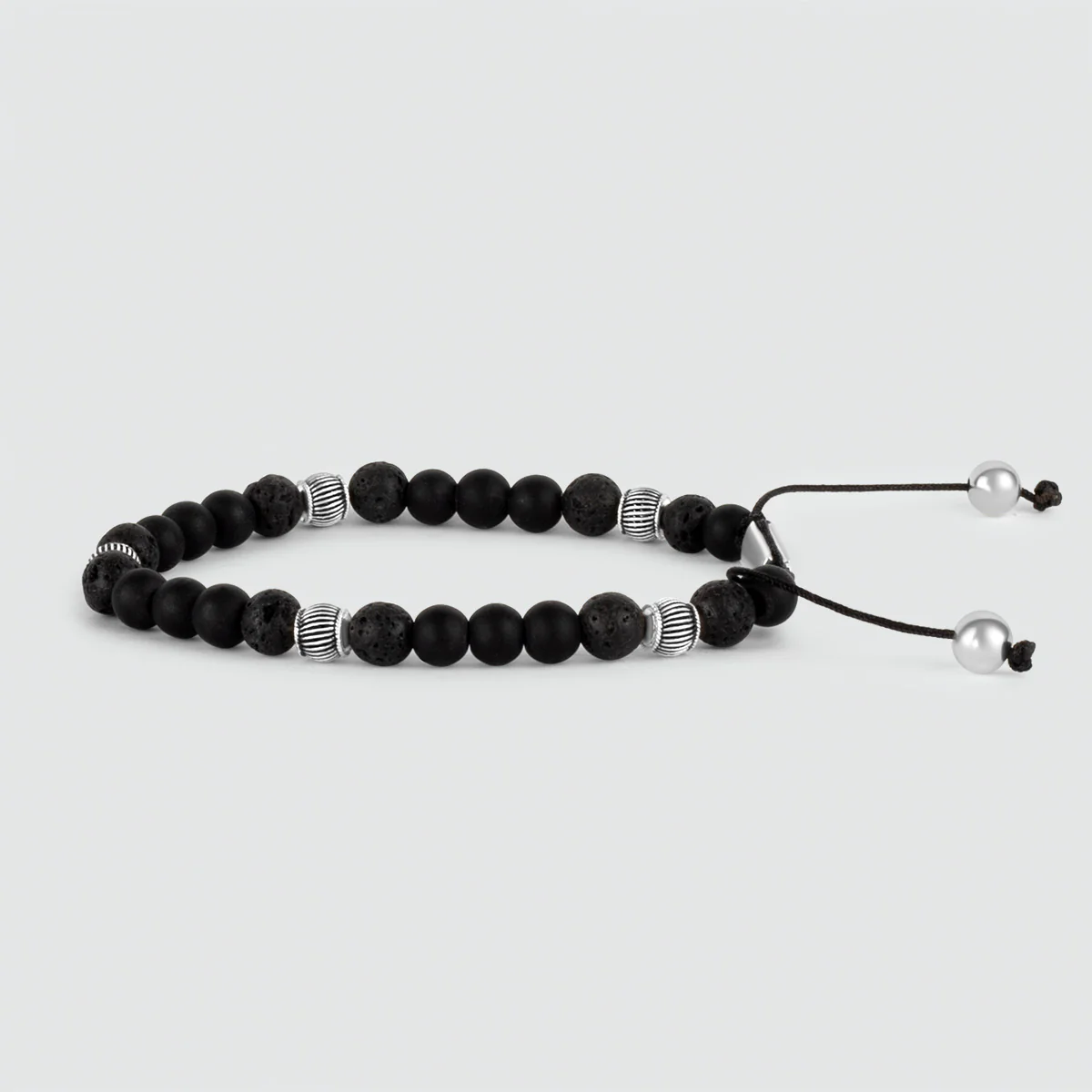 Kaliq - Adjustable Onyx Black Beaded Bracelet in Silver 6mm - Image 7