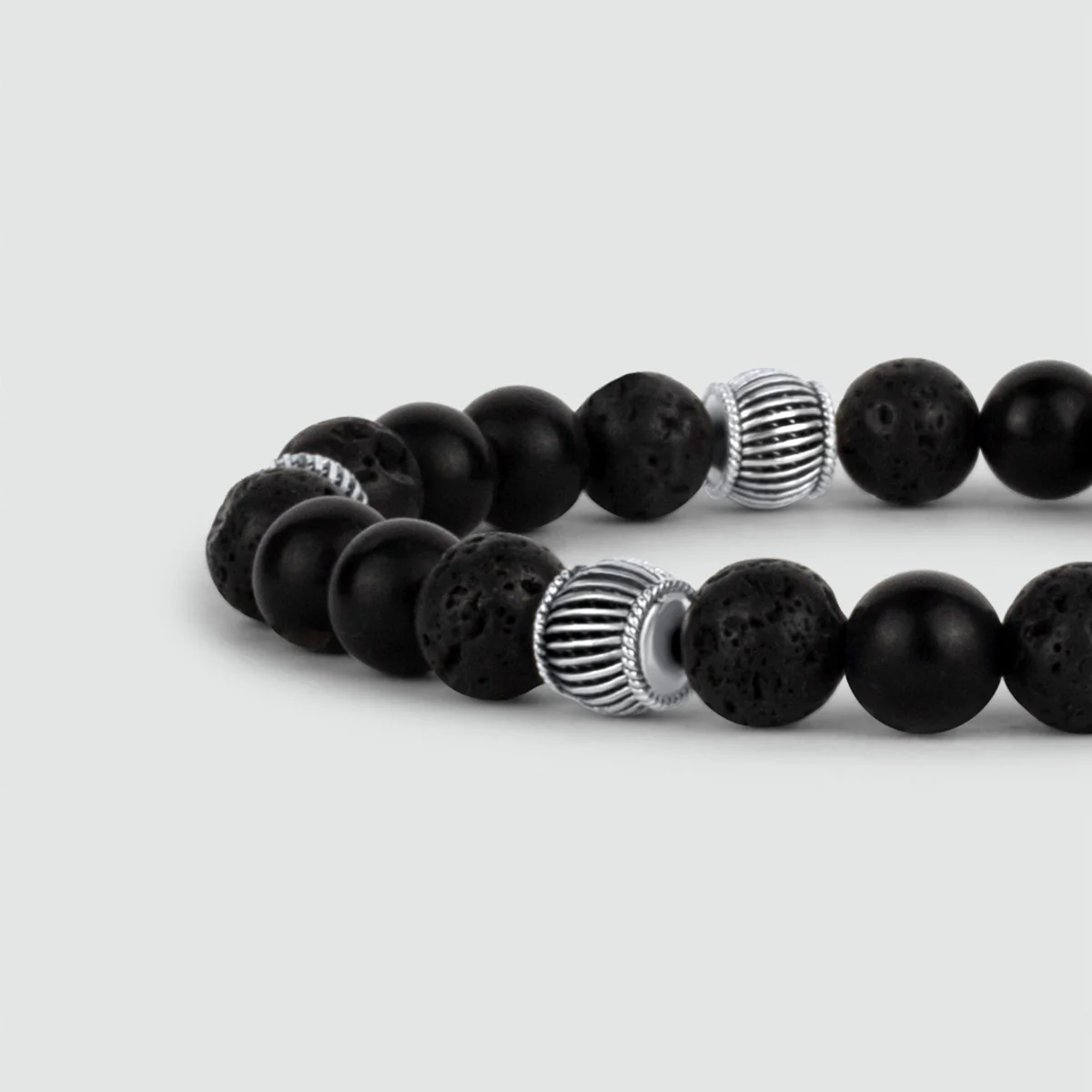 Kaliq - Adjustable Onyx Black Beaded Bracelet in Silver 6mm - Image 8