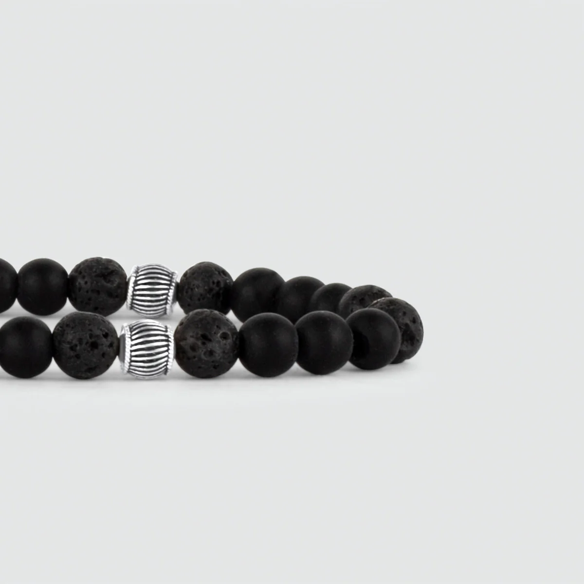 Kaliq - Adjustable Onyx Black Beaded Bracelet in Silver 6mm - Image 9