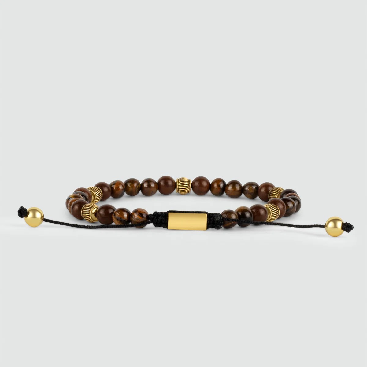 Kaliq - Adjustable Tiger Eye Beaded Bracelet in Gold 6mm - Image 3