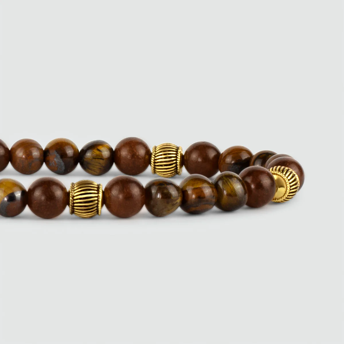 Kaliq - Adjustable Tiger Eye Beaded Bracelet in Gold 6mm - Image 5
