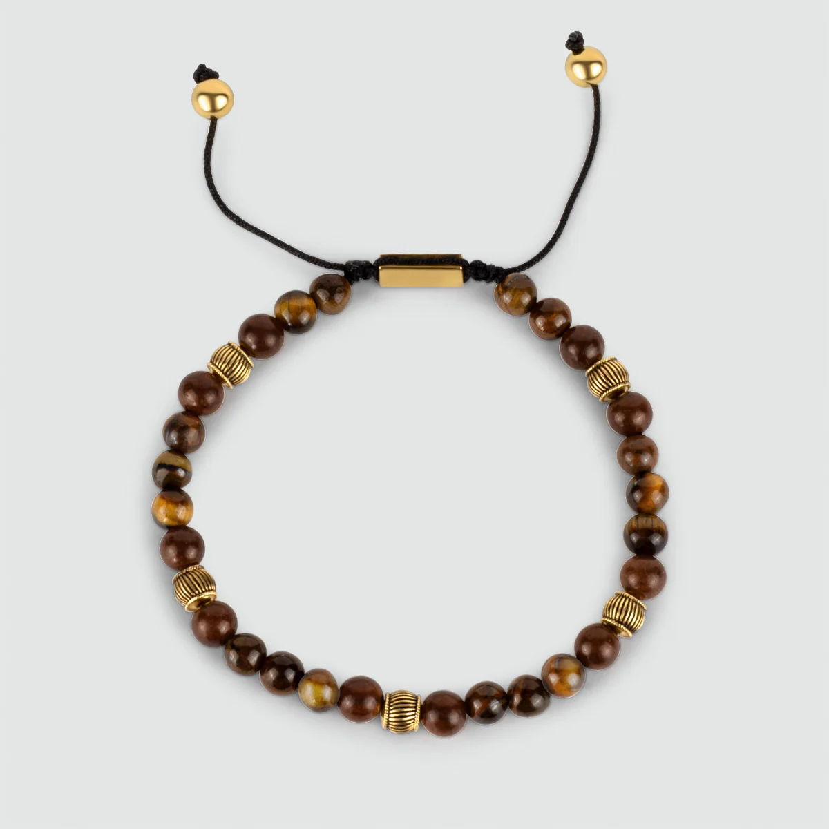 Kaliq - Adjustable Tiger Eye Beaded Bracelet in Gold 6mm - Image 7