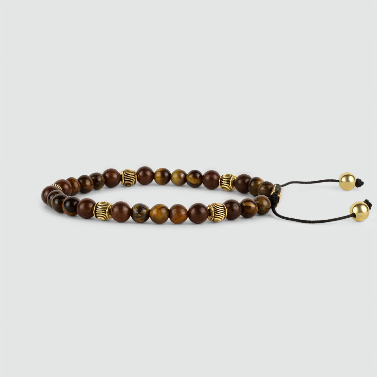 Kaliq - Adjustable Tiger Eye Beaded Bracelet in Gold 6mm - Image 8