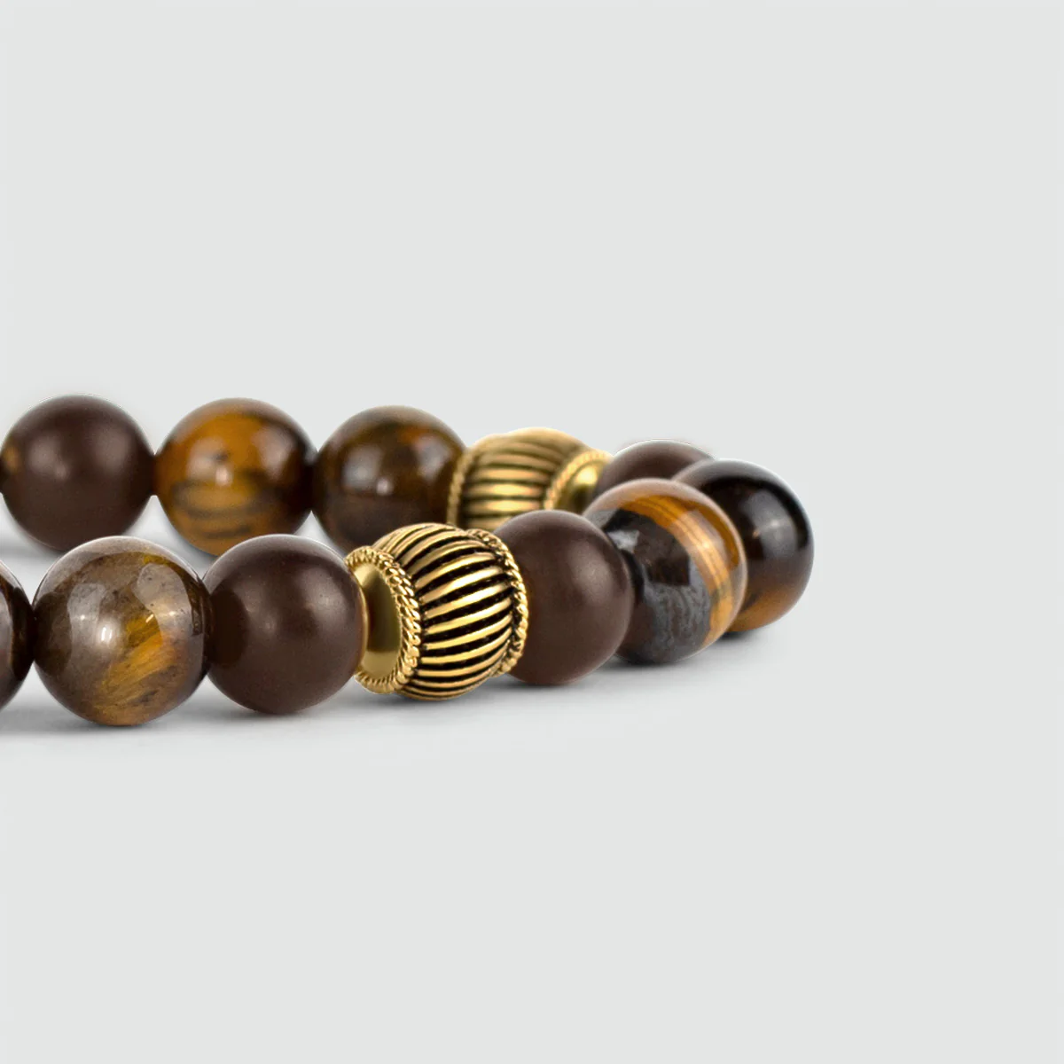 Kaliq - Adjustable Tiger Eye Beaded Bracelet in Gold 8mm - Image 5