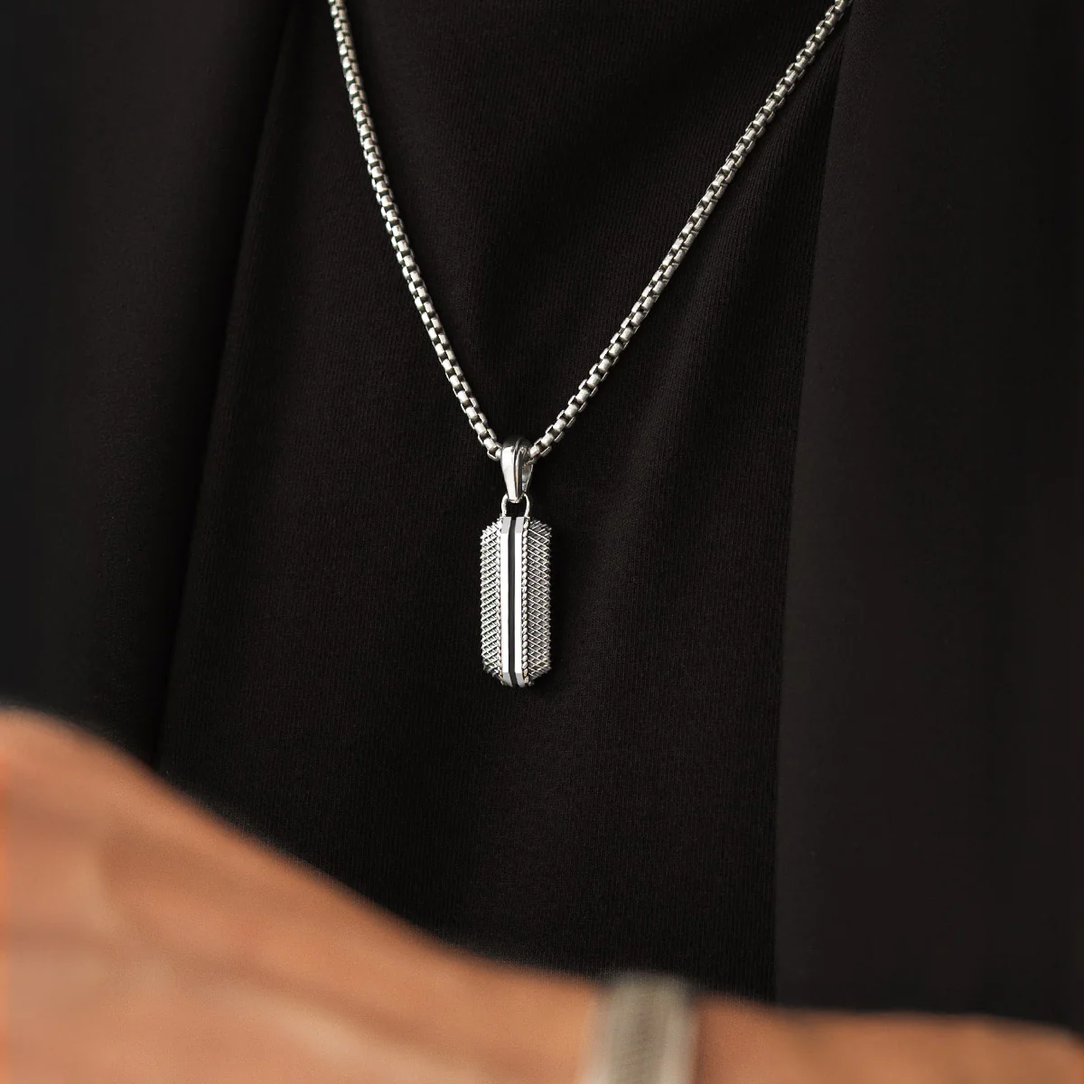 Kaliq - Oxidised Sterling Silver Pendant 13mm - Image 6