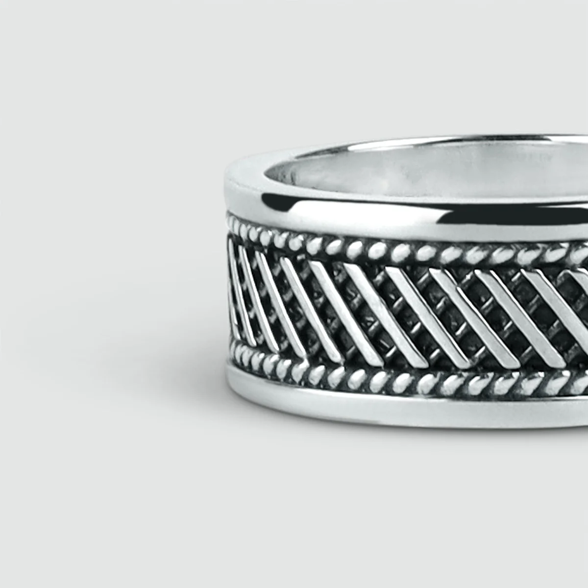 Kaliq - Oxidised Sterling Silver Ring 10mm - Image 9