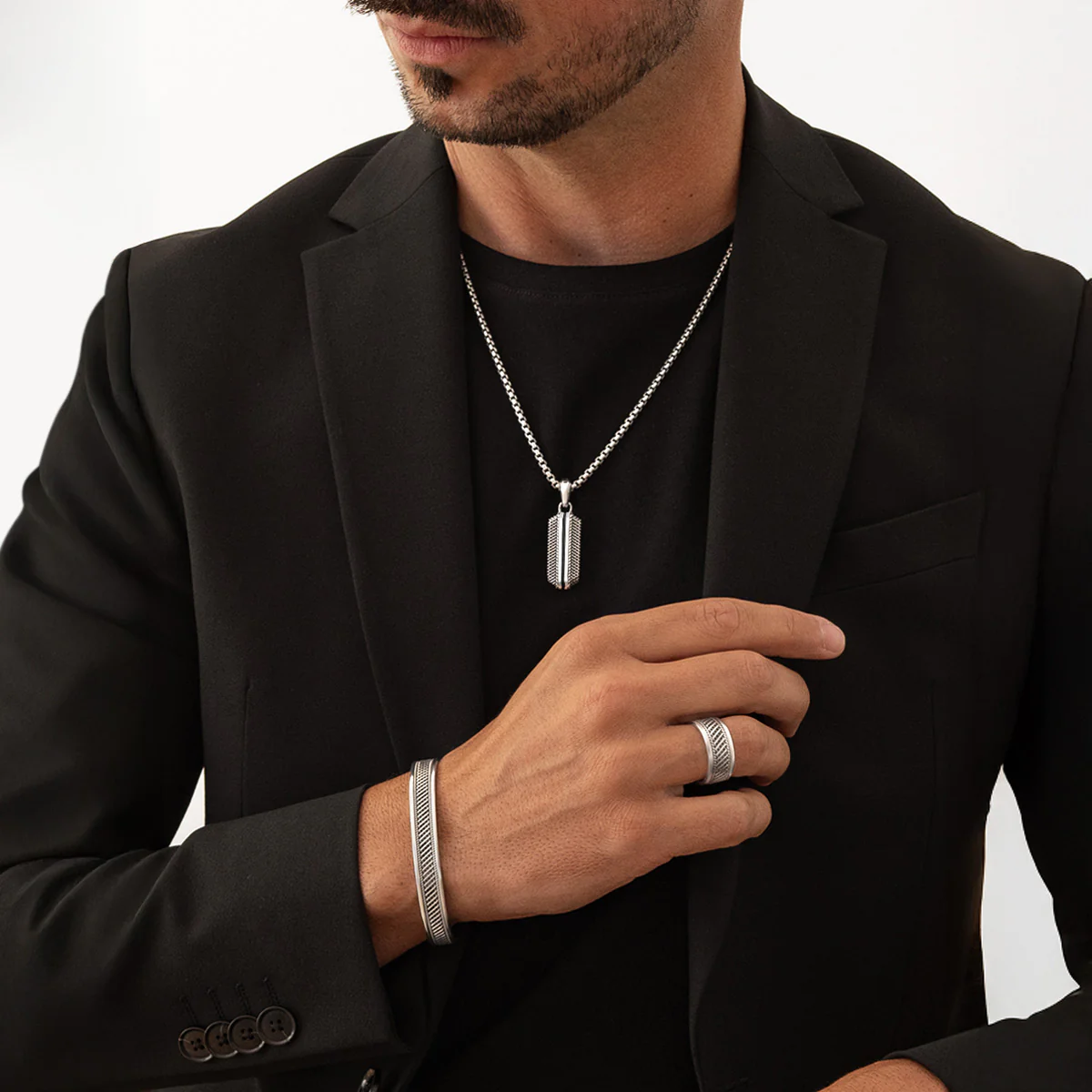 Kaliq - Oxidised Sterling Silver Pendant 13mm - Image 4