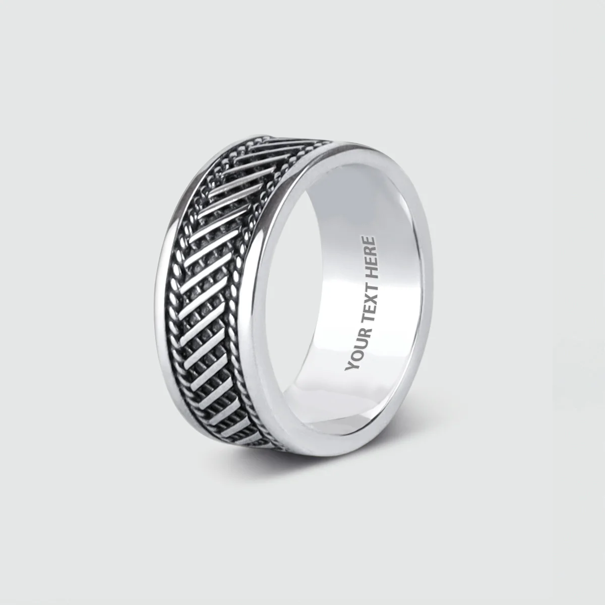 Kaliq - Oxidised Sterling Silver Ring 10mm - Image 7