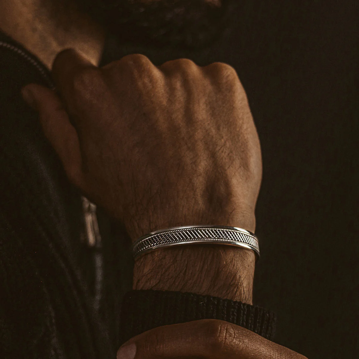 Kaliq - Oxidised Sterling Silver Bangle 10mm - Image 4