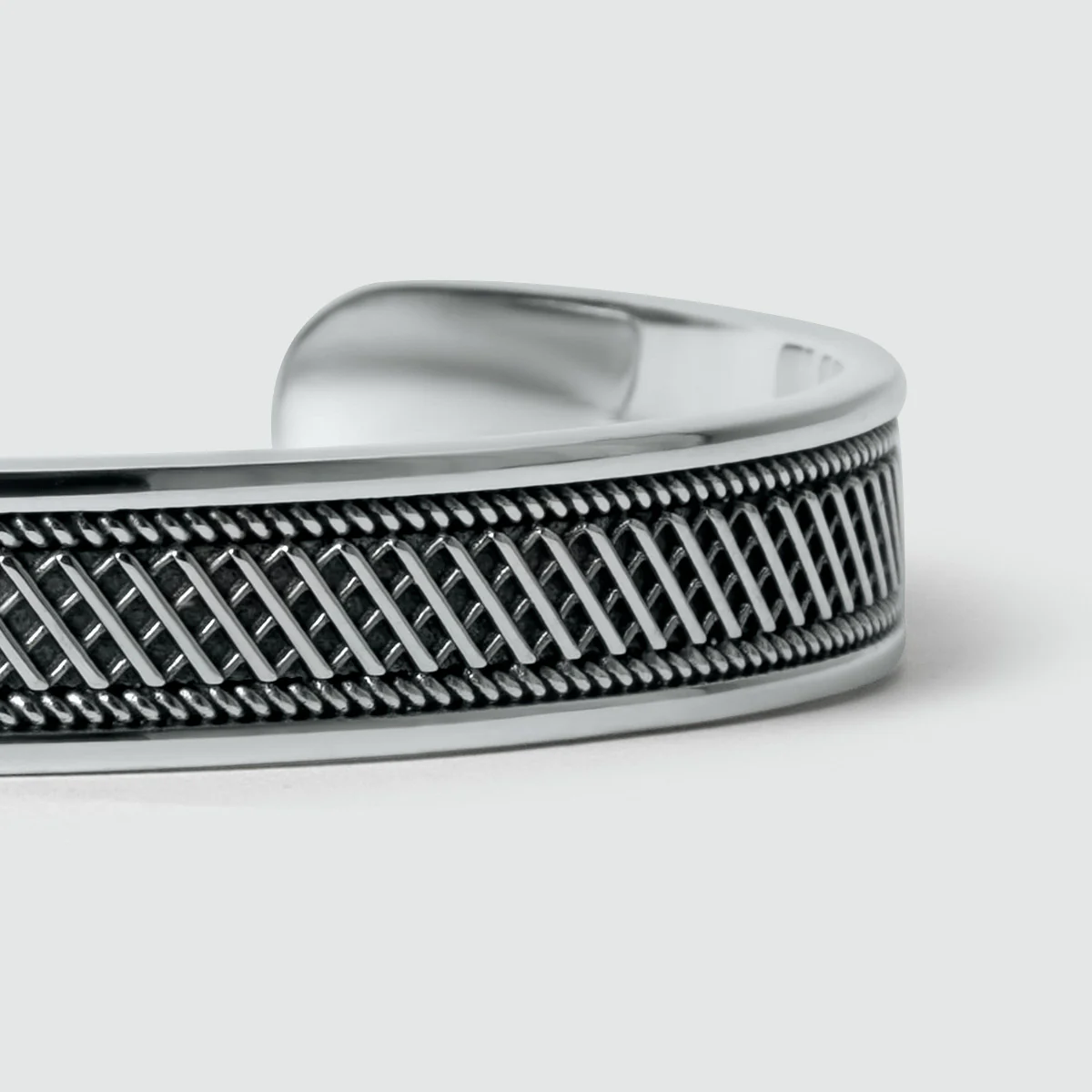 Kaliq - Oxidised Sterling Silver Bangle 10mm - Image 9