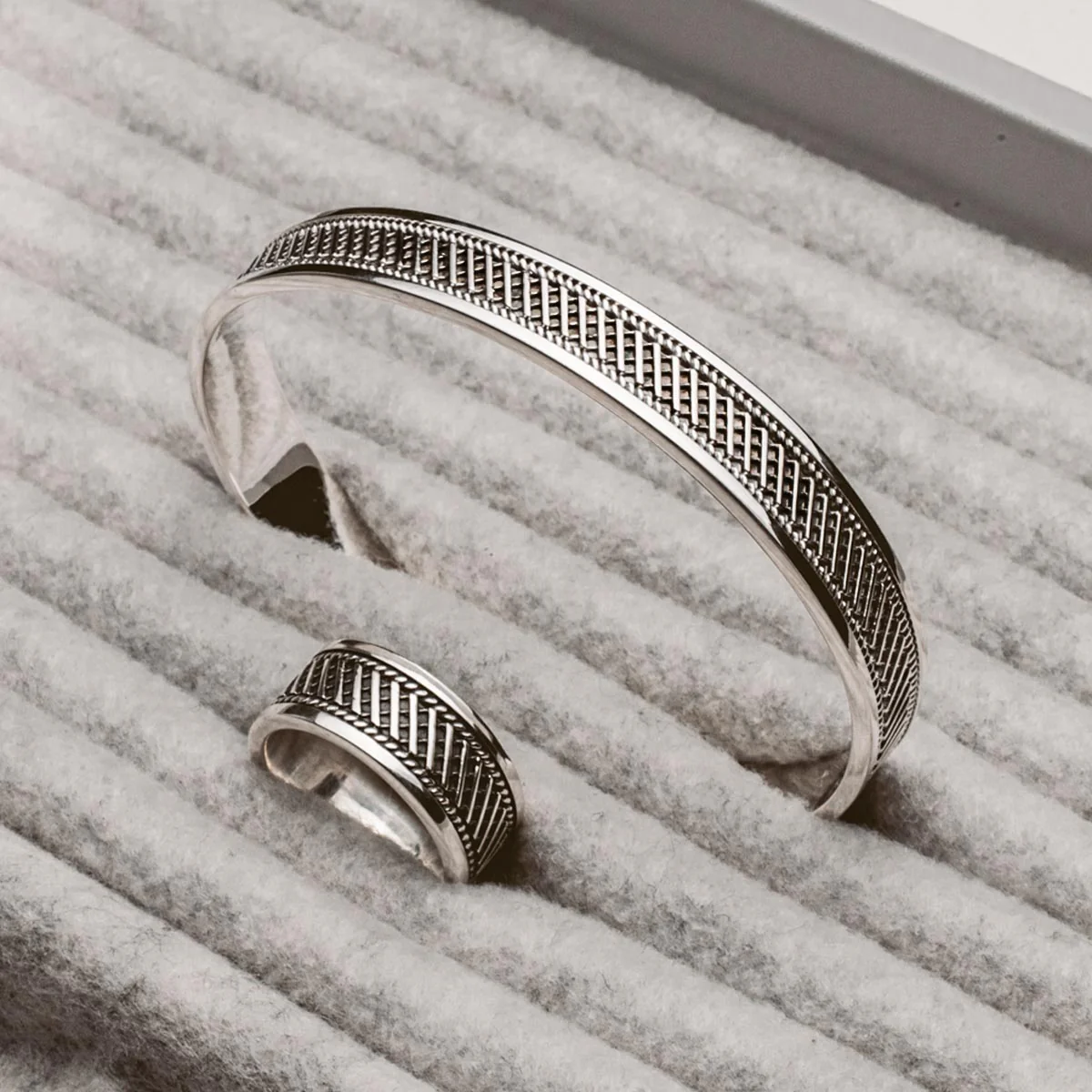 Kaliq - Oxidised Sterling Silver Ring 10mm - Image 10