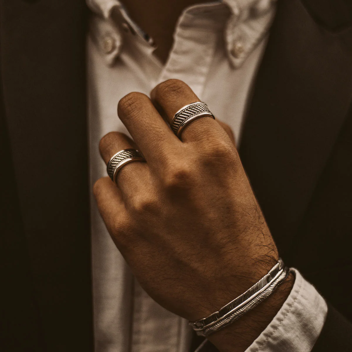 Kaliq - Oxidised Sterling Silver Ring 10mm - Image 6