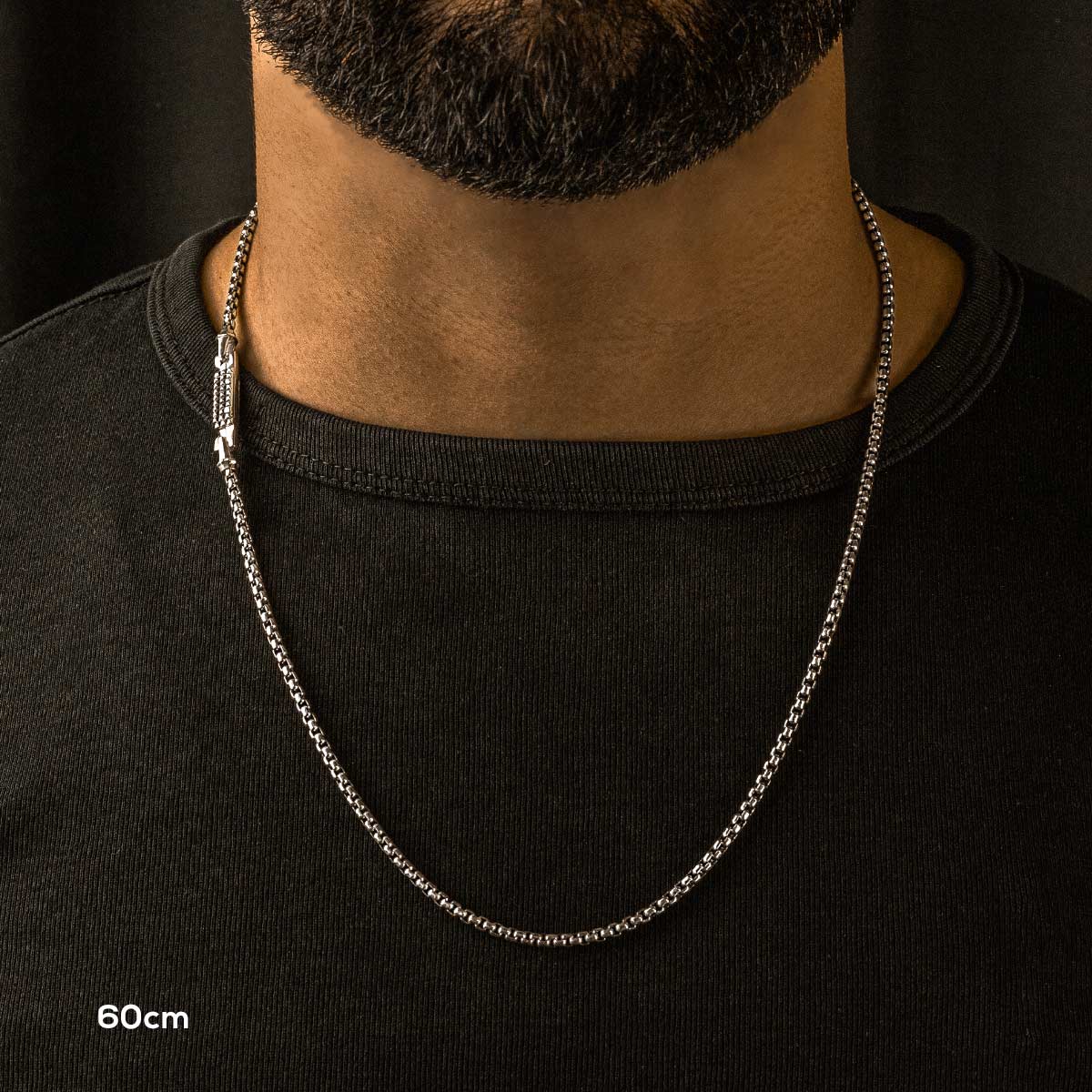 Kamal - Sterling Silver Venetian Box Chain Necklace 3mm - Image 4