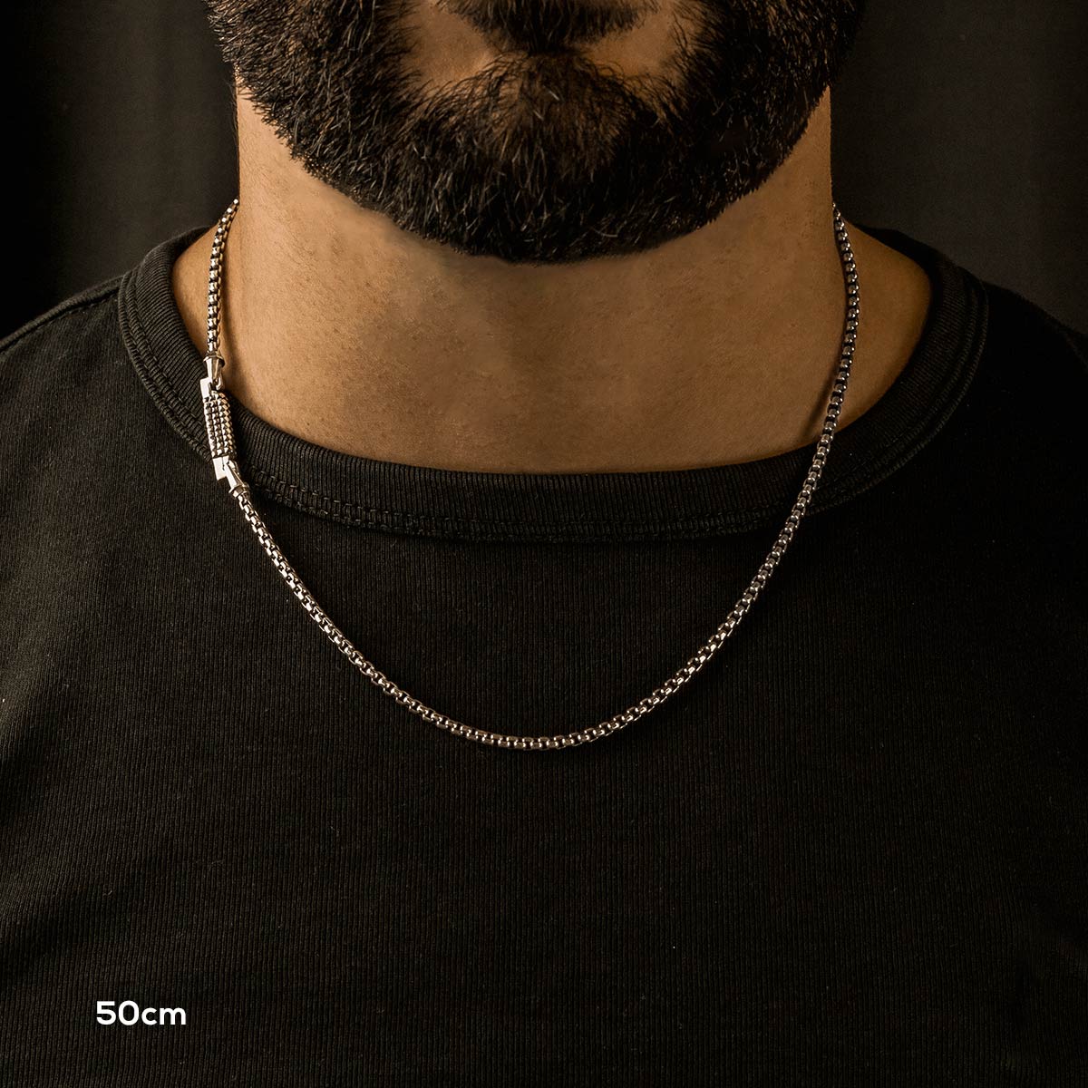 Kamal - Sterling Silver Venetian Box Chain Necklace 3mm - Image 6