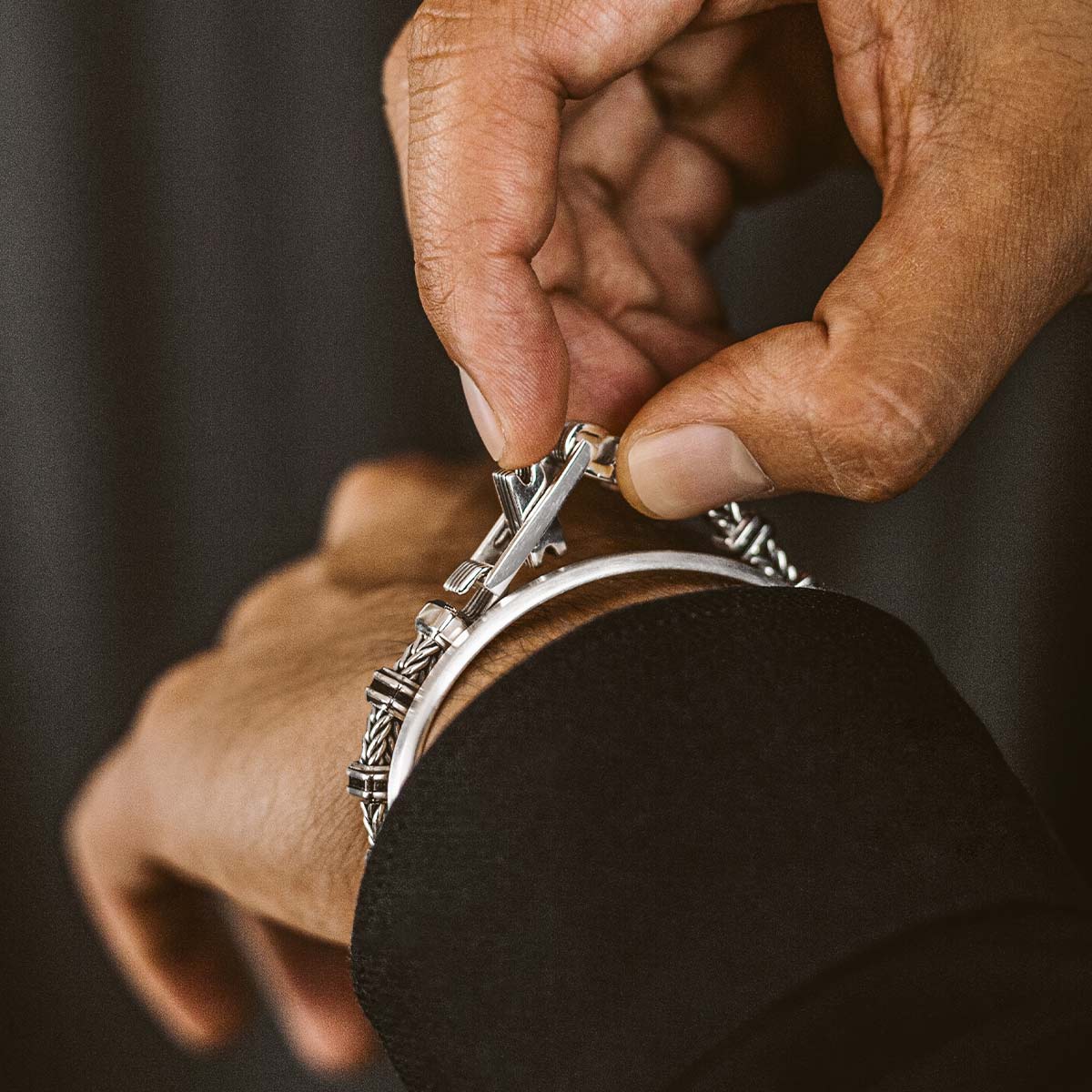 Khaled - Sterling Silver Brutalist Bracelet 6.5mm - Image 10