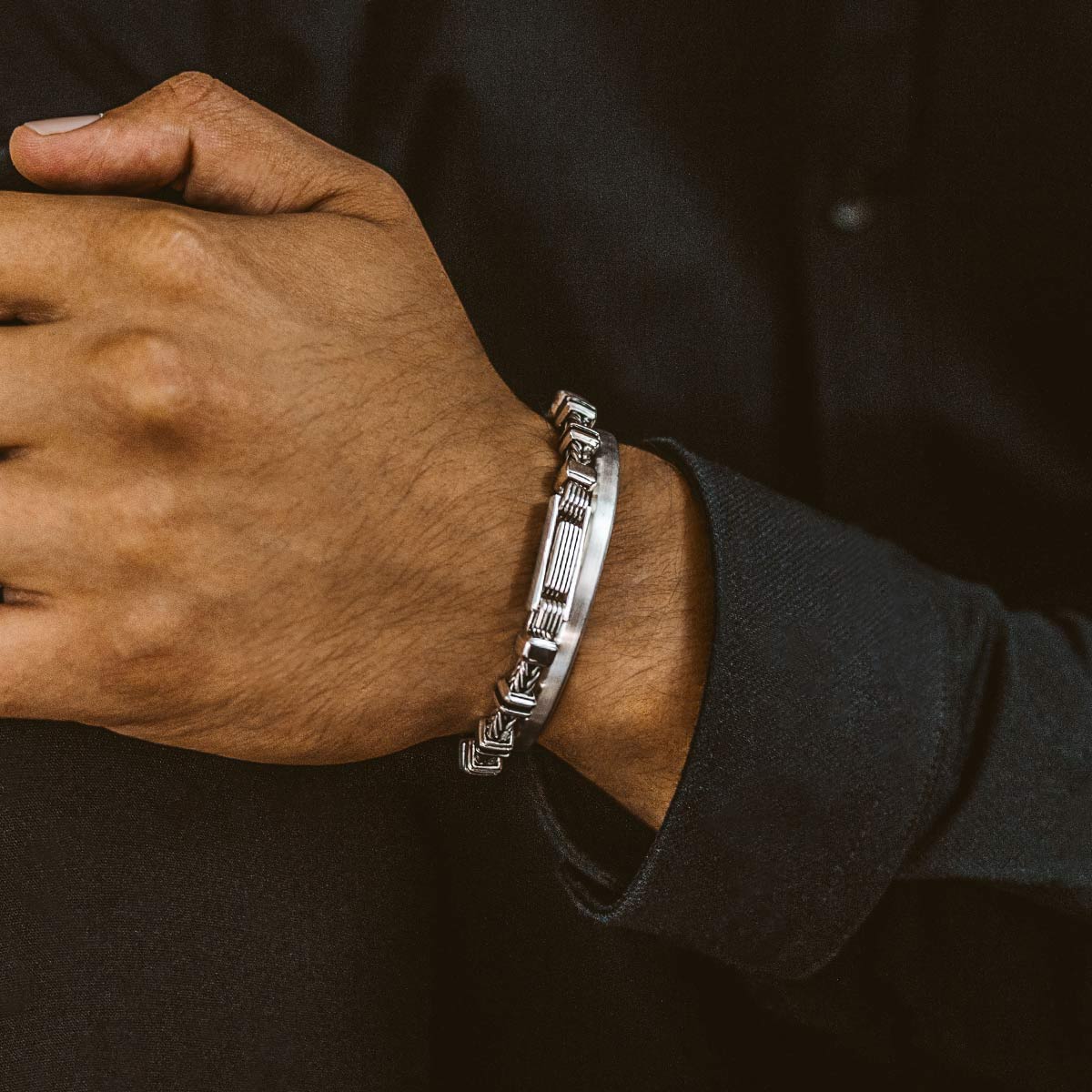 Khaled - Sterling Silver Brutalist Bracelet 6.5mm - Image 4
