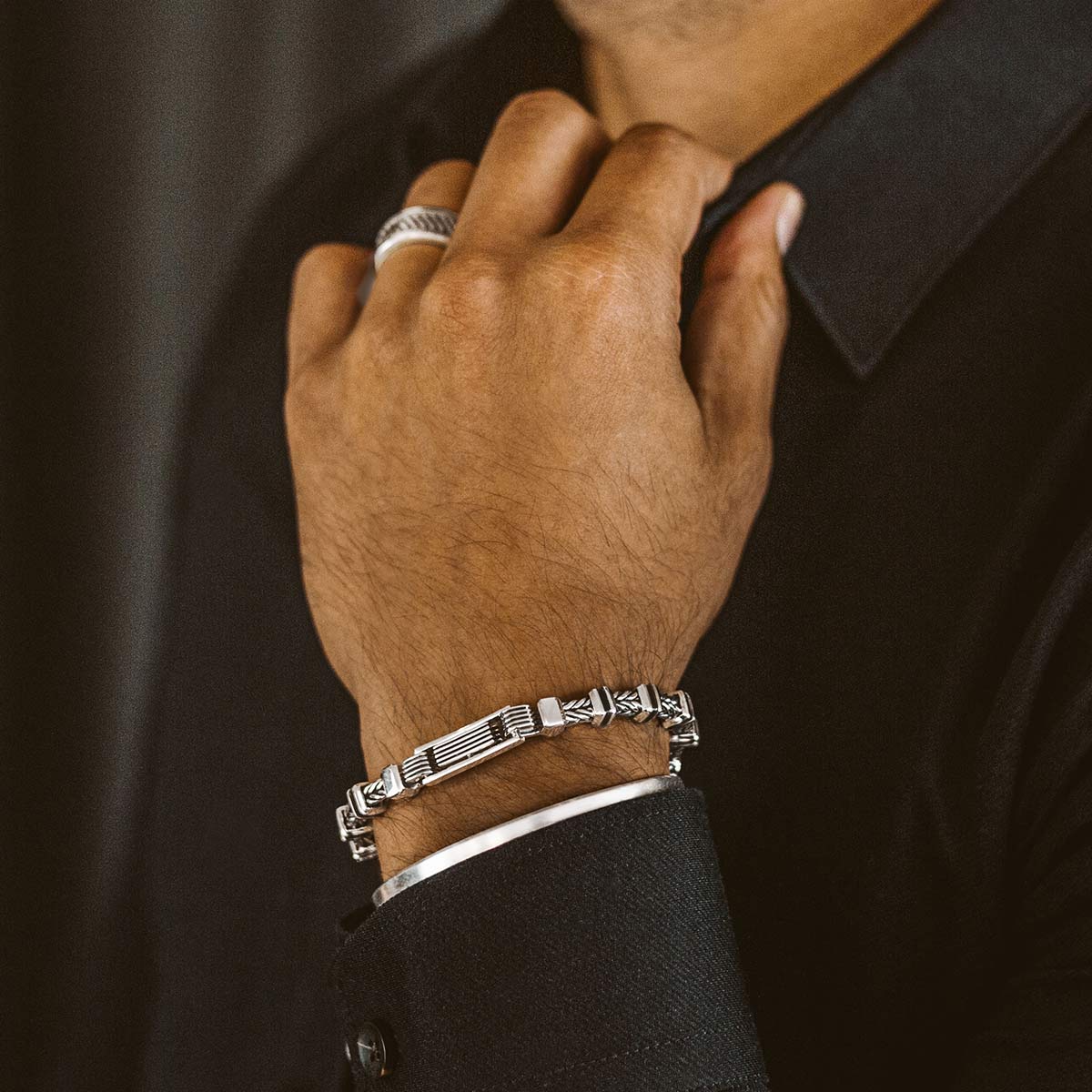 Khaled - Sterling Silver Brutalist Bracelet 6.5mm - Image 8