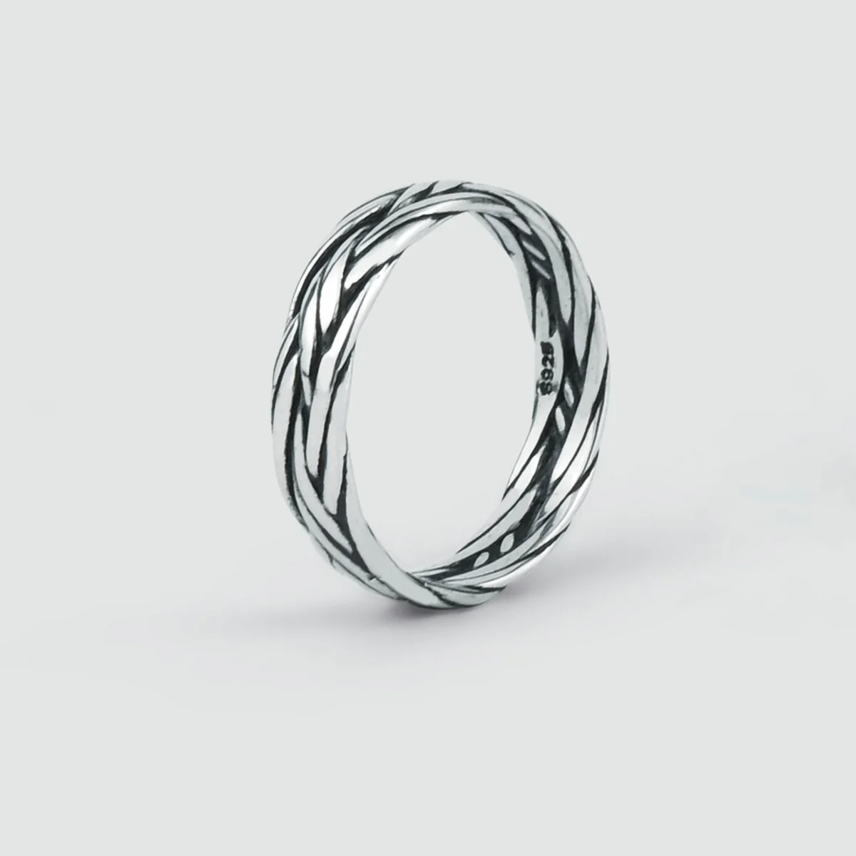 Latif - Thin Sterling Silver Braided Ring 5mm - Image 3