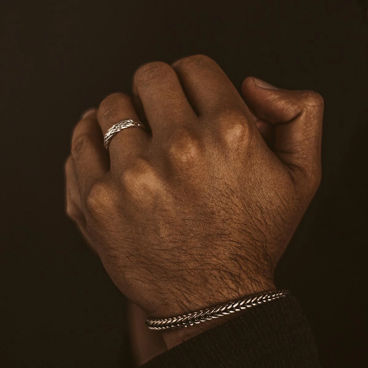 Latif - Thin Sterling Silver Braided Ring 5mm - Image 4