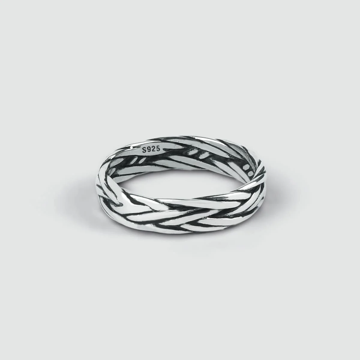 Latif - Thin Sterling Silver Braided Ring 5mm - Image 5