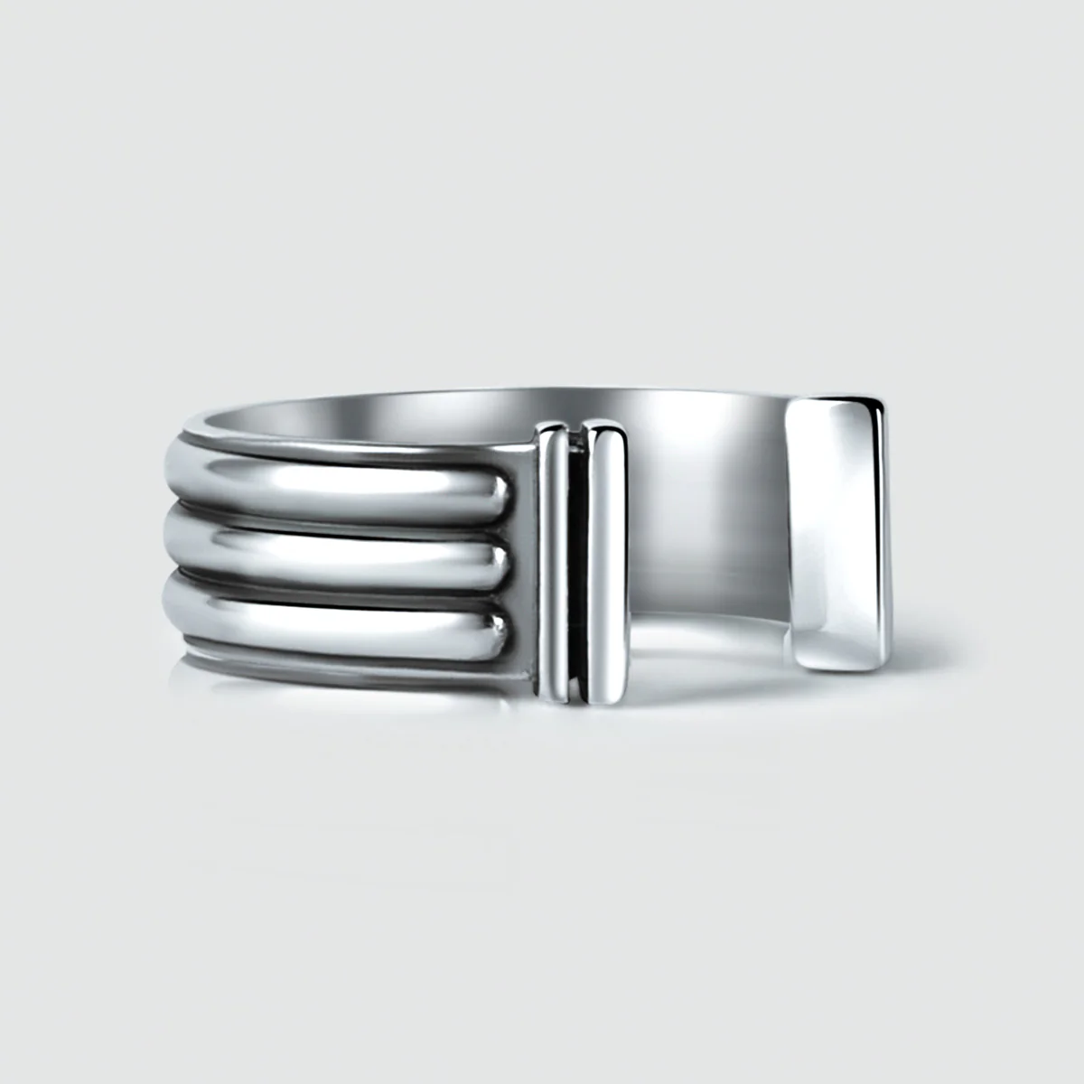 Mateen - Oxidised Sterling Silver Bangle Ring 10mm - Image 3