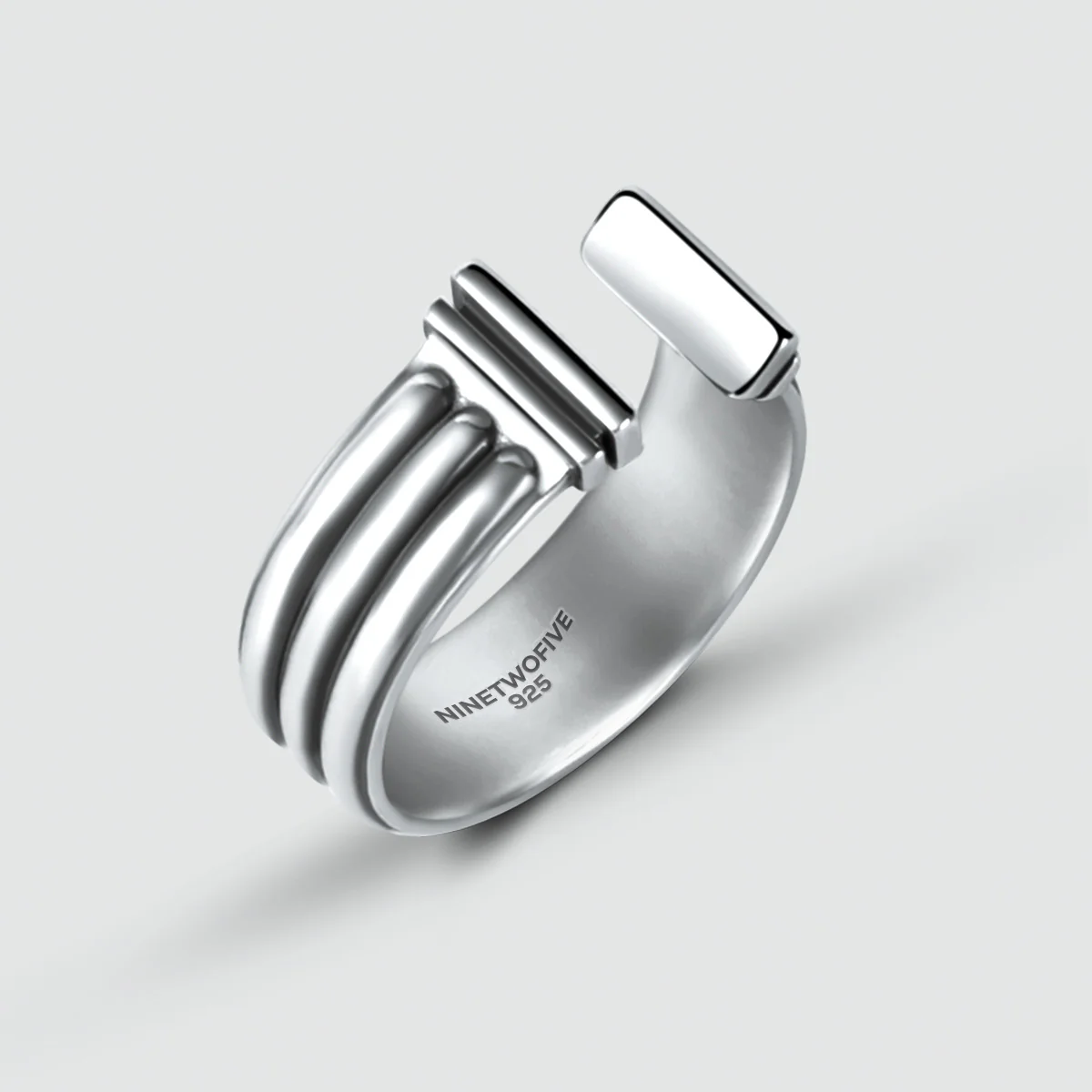 Mateen - Oxidised Sterling Silver Bangle Ring 10mm - Image 5