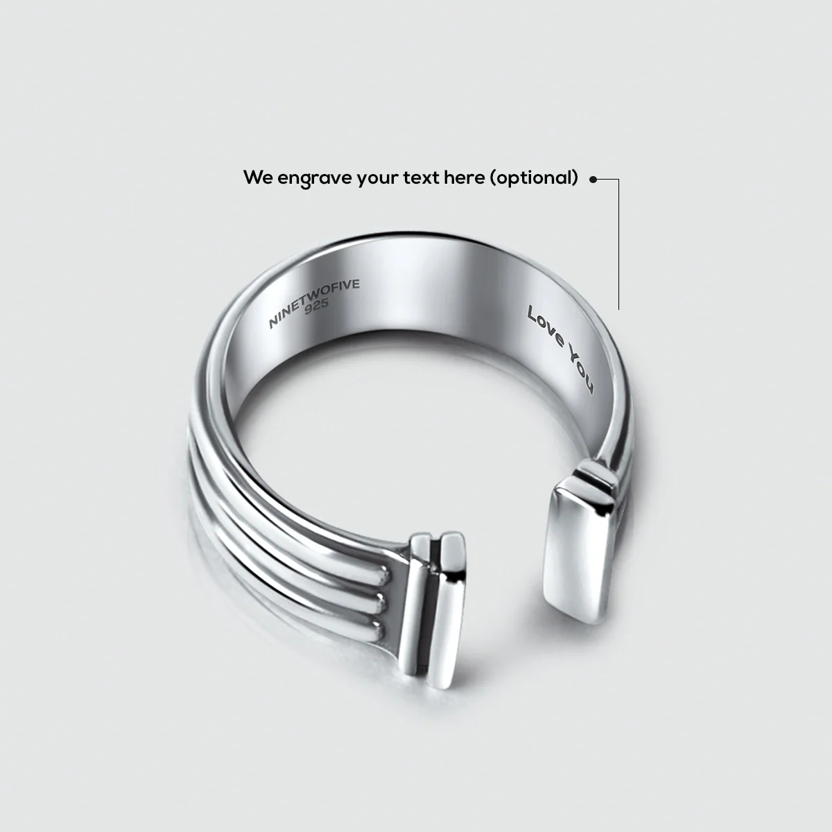 Mateen - Oxidised Sterling Silver Bangle Ring 10mm - Image 9