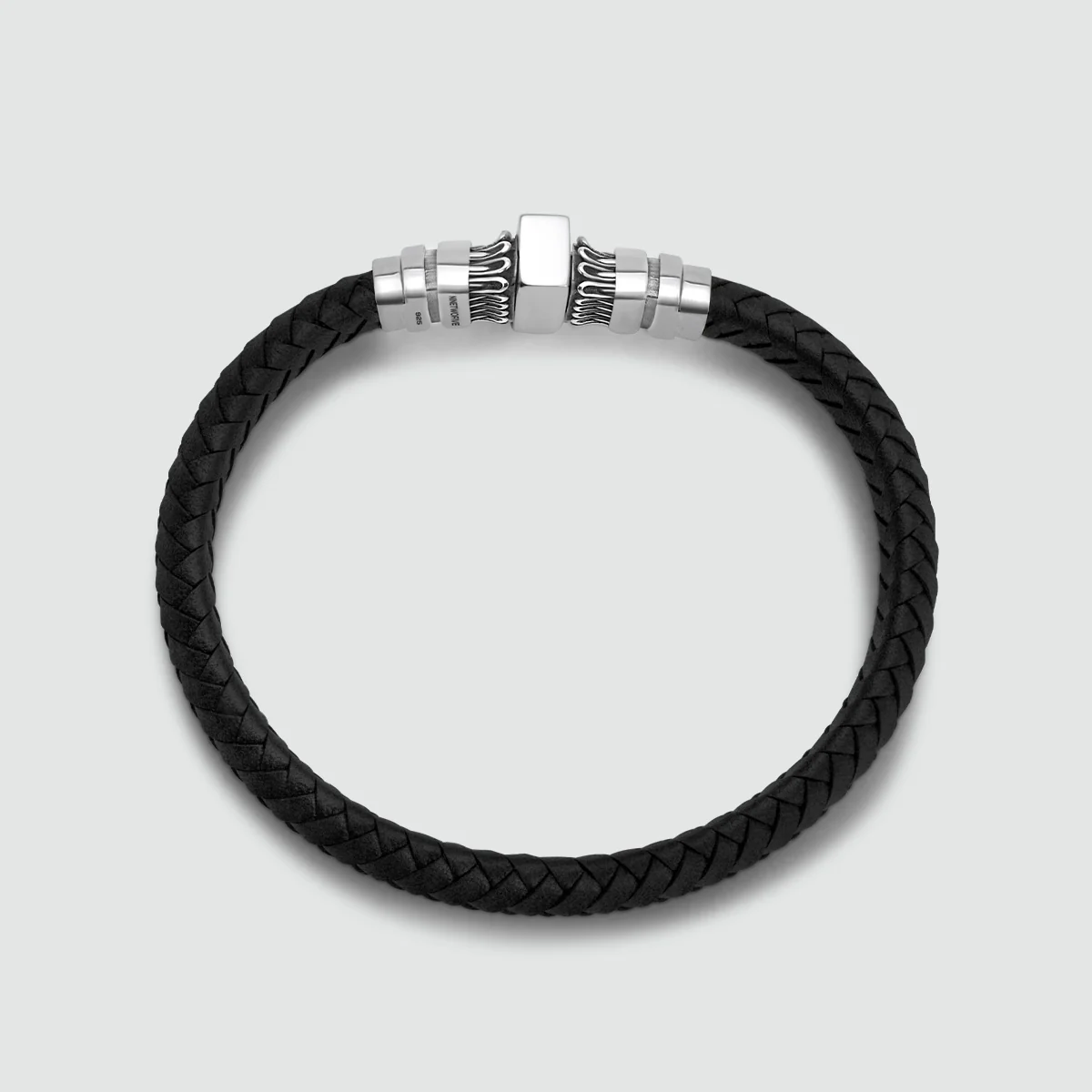 Mirel - Genuine Black Leather Bracelet with Sterling Silver 7mm - Image 9