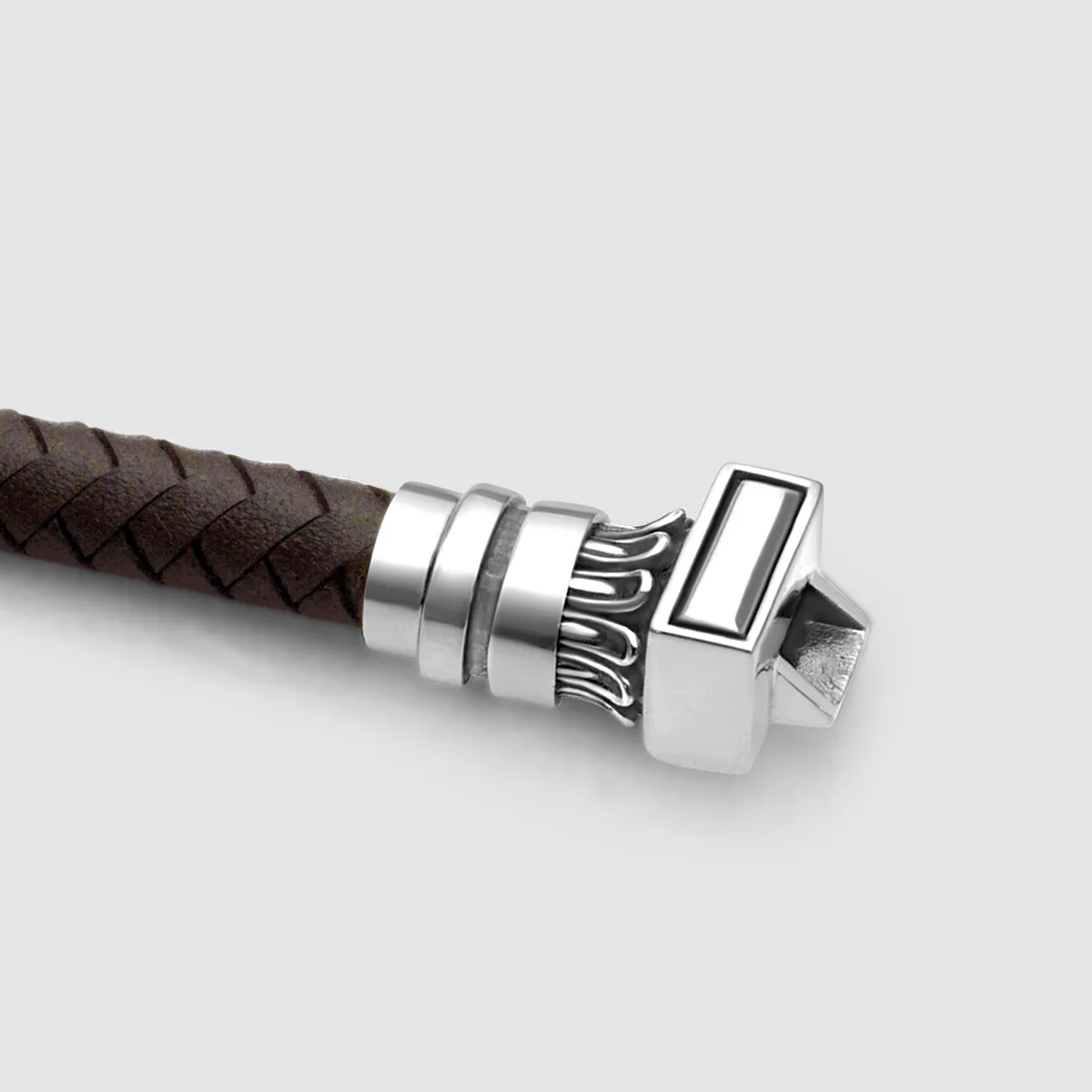 Mirnes - Genuine Dark Brown Leather Bracelet with Sterling Silver 7mm - Image 3