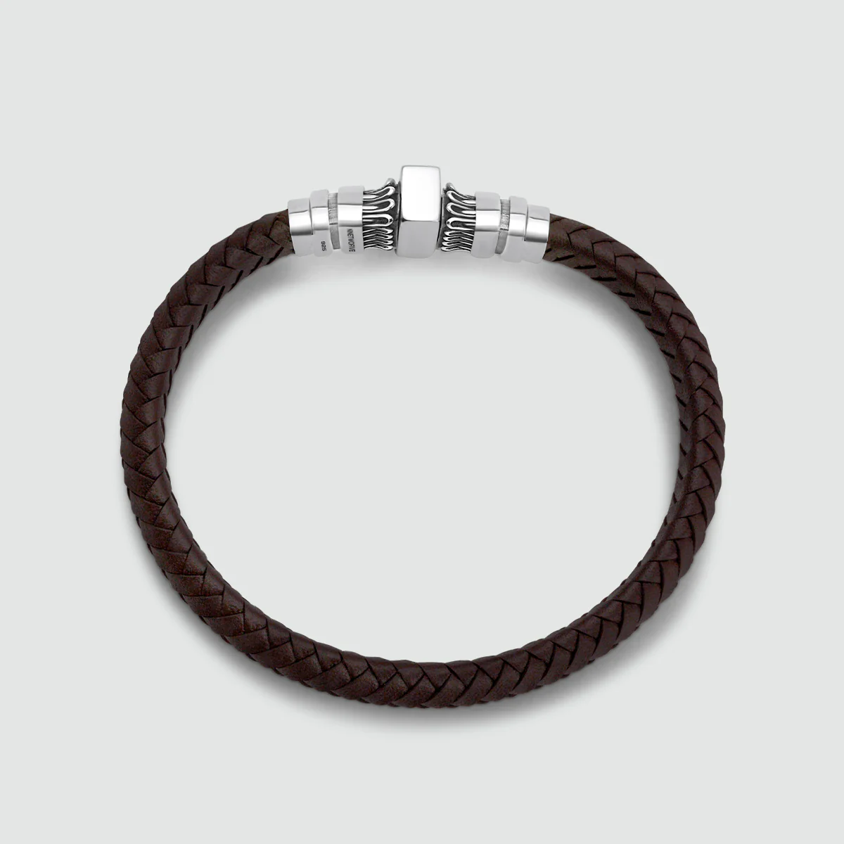 Mirnes - Genuine Dark Brown Leather Bracelet with Sterling Silver 7mm - Image 7