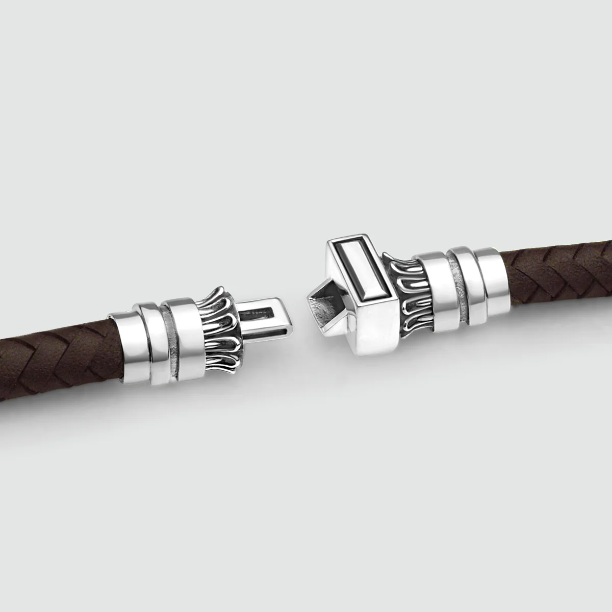 Mirnes - Genuine Dark Brown Leather Bracelet with Sterling Silver 7mm - Image 8