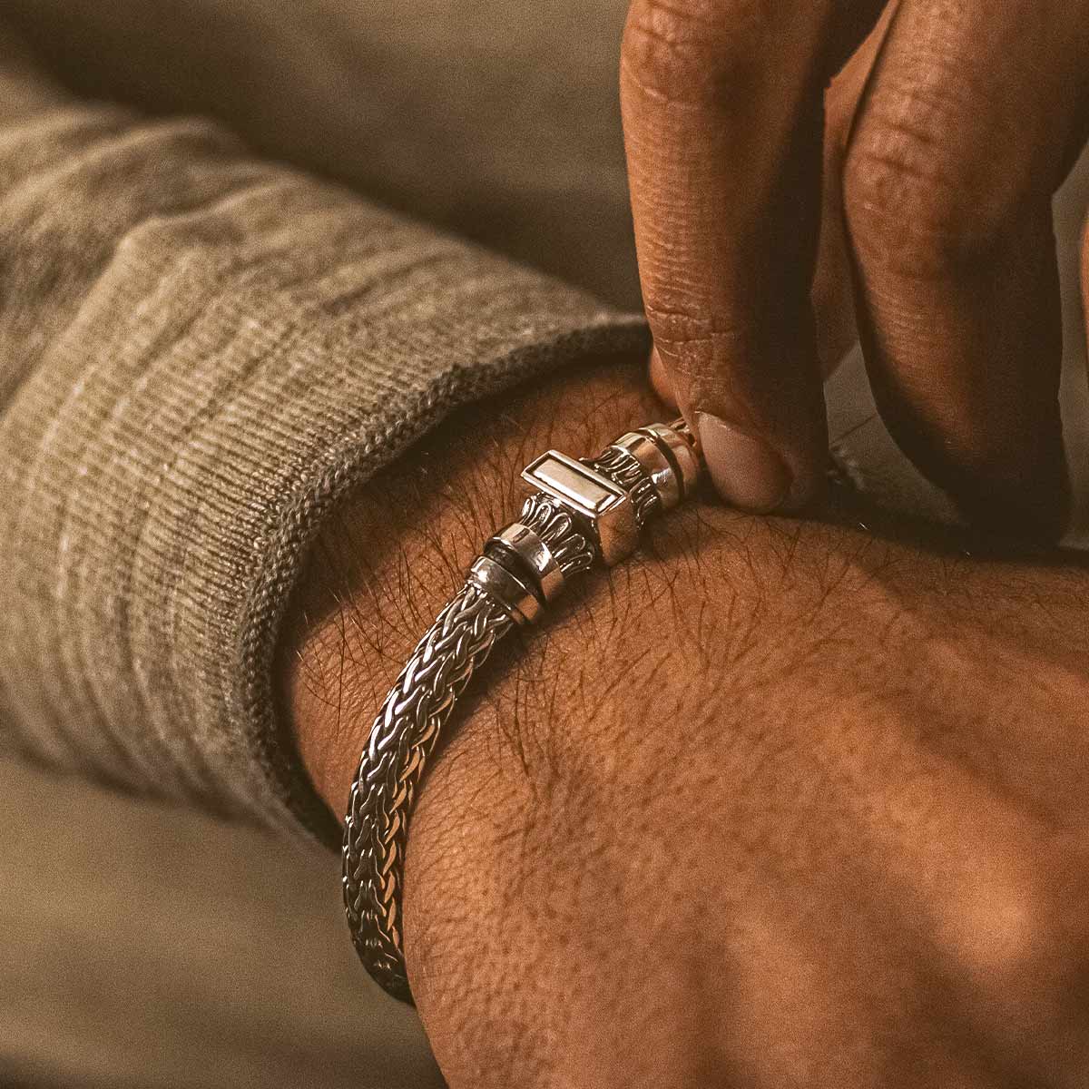 Mirza - Sterling Silver Braided Bracelet 7mm - Image 4