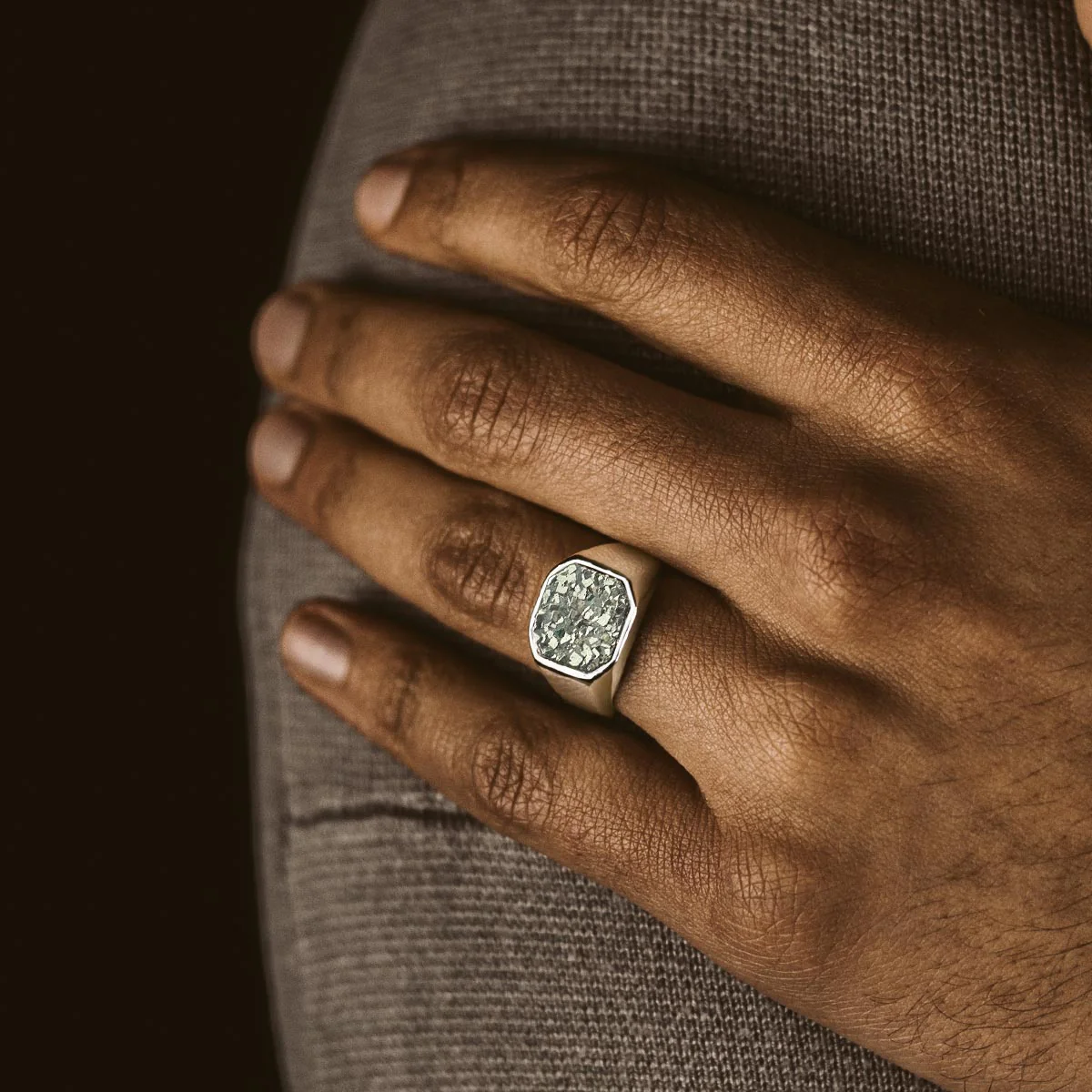 Mounim - Pyrite Druzy Signet Ring 13mm - Image 4
