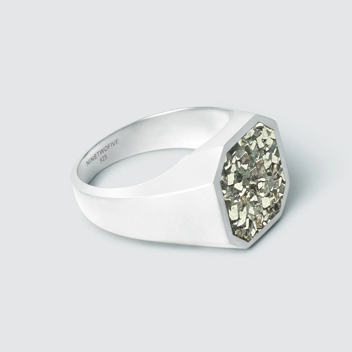 Mounim - Pyrite Druzy Signet Ring 13mm - Image 7