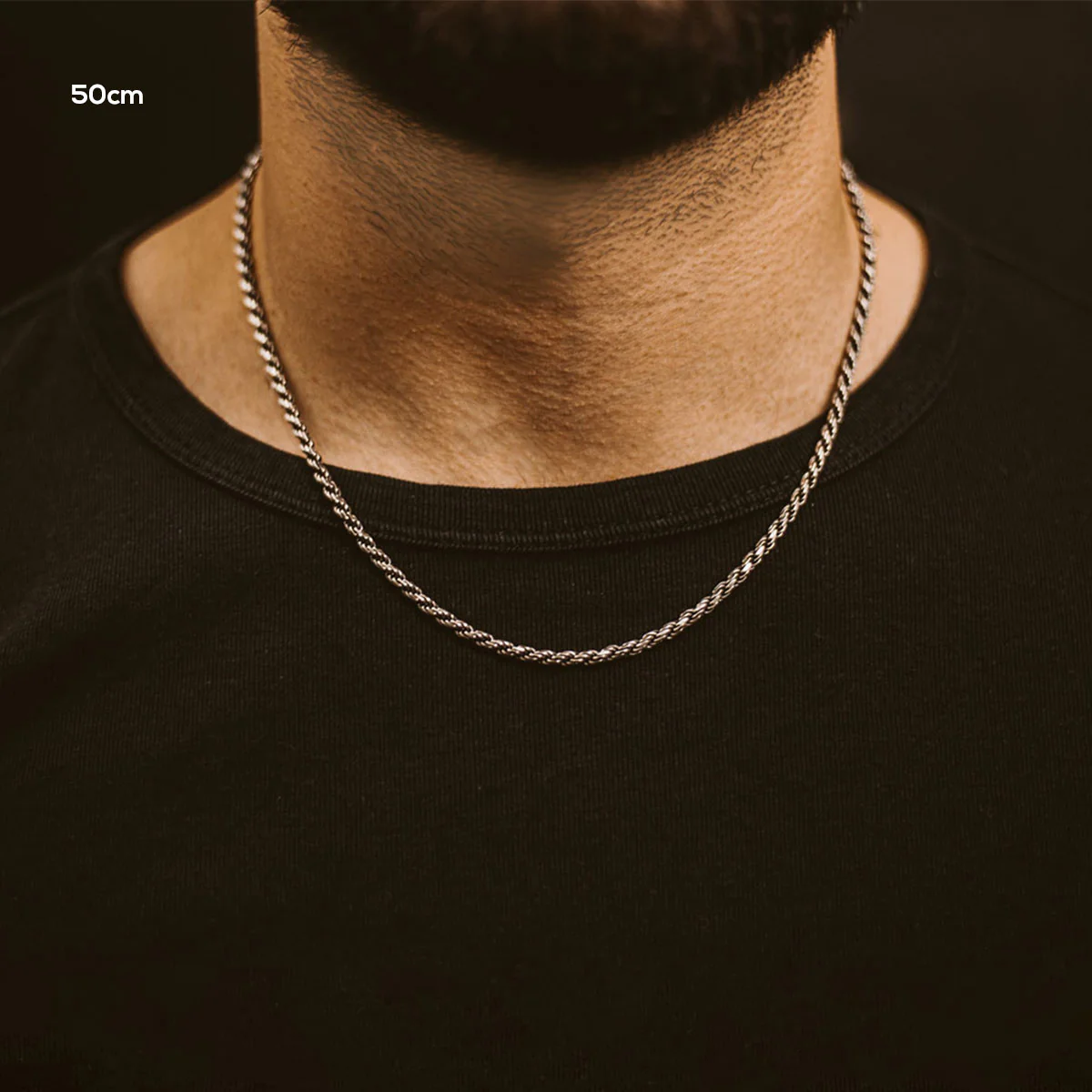 Munir - Sterling Silver Rope Chain Necklace 3mm - Image 4