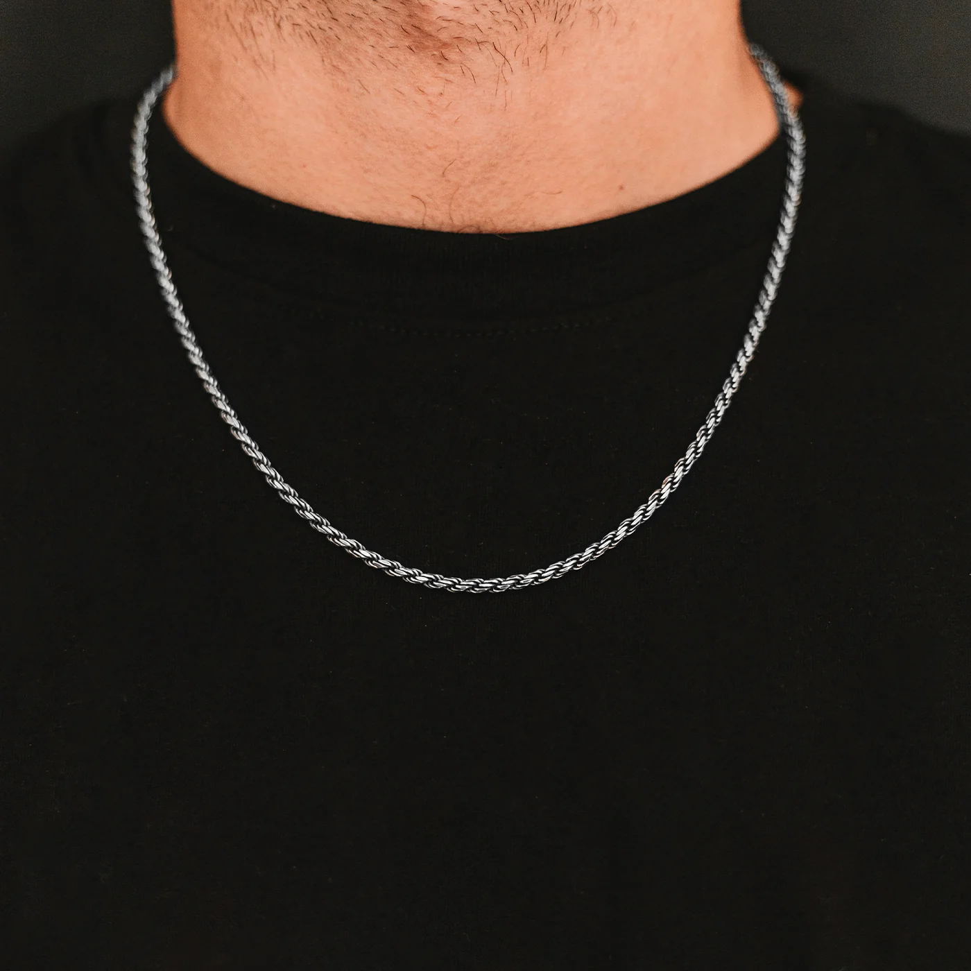 Munir - Sterling Silver Rope Chain Necklace 3mm - Image 6