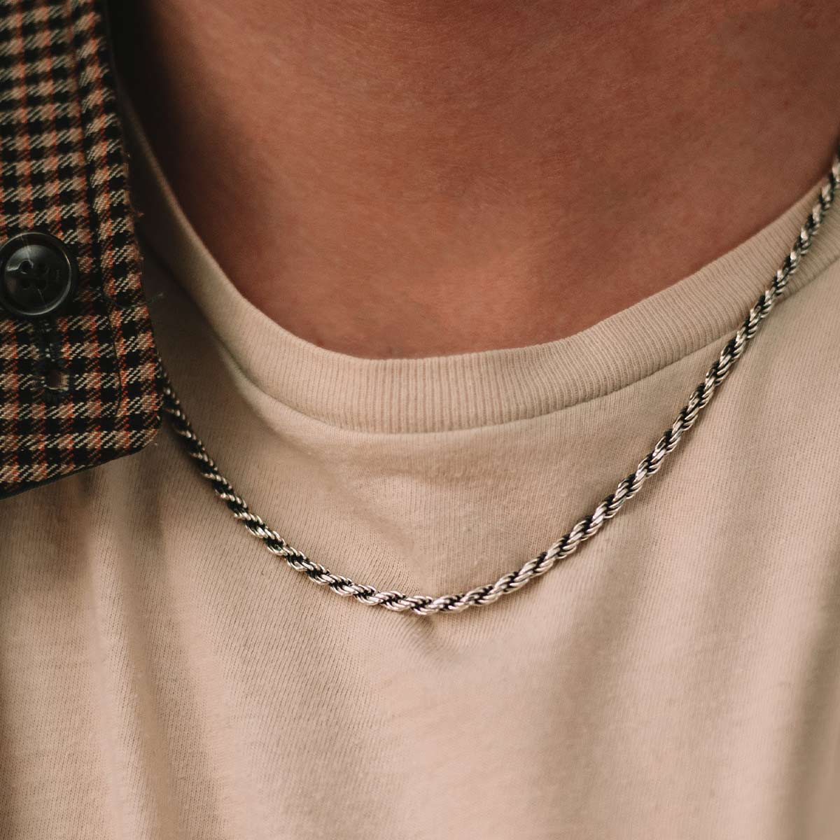 Munir - Sterling Silver Rope Chain Necklace 3mm - Image 8