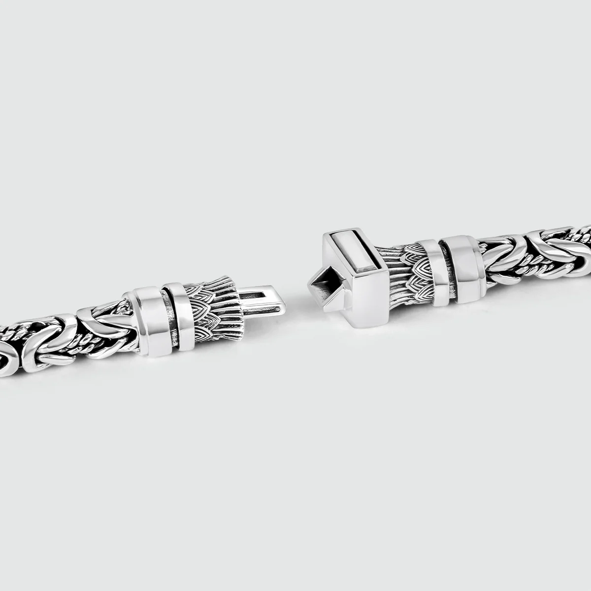 Murtaza - Egyptian Lotus Silver Byzantine Bracelet 7mm - Image 5