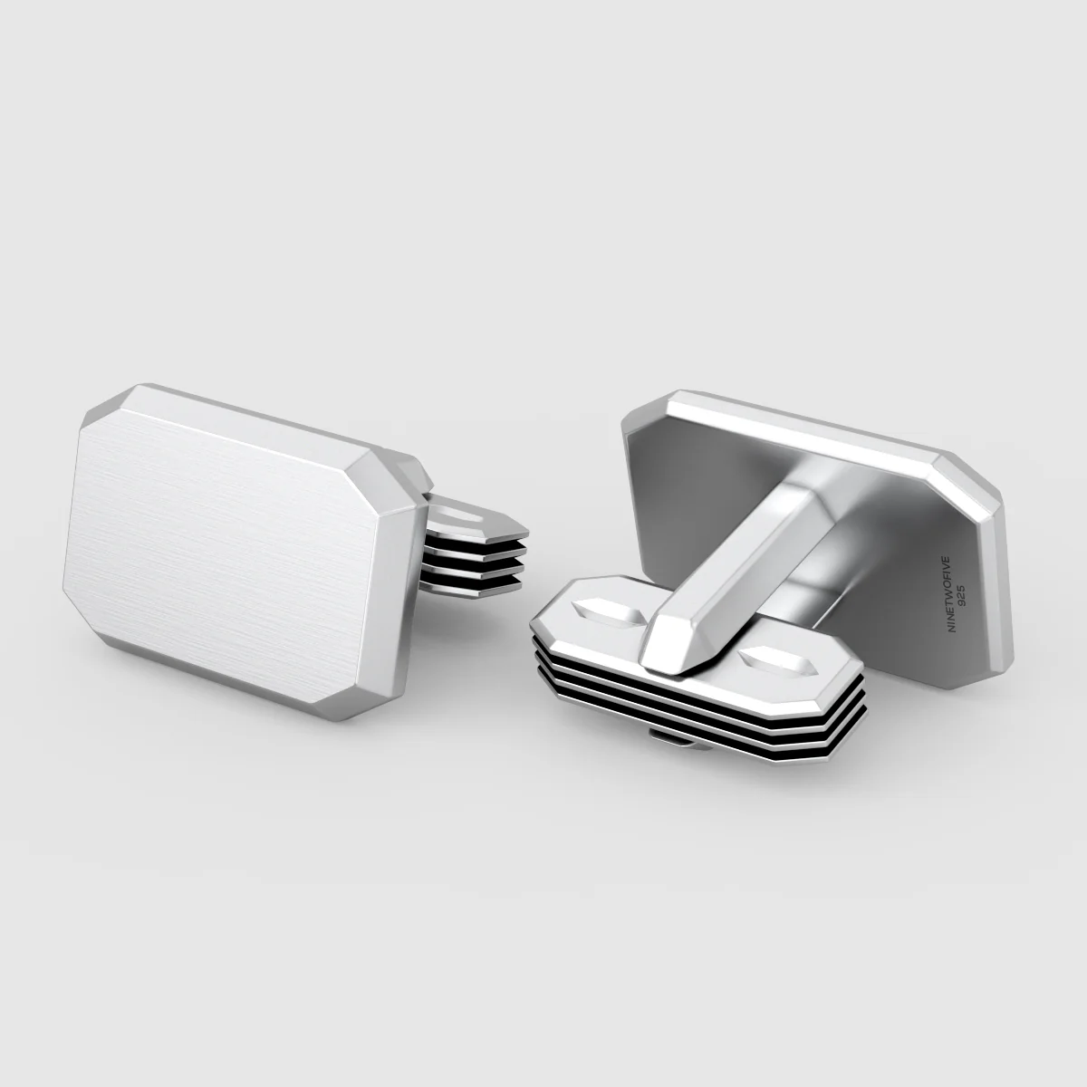 Nayel - Matt Finish Silver Cufflinks 15mm - Image 3