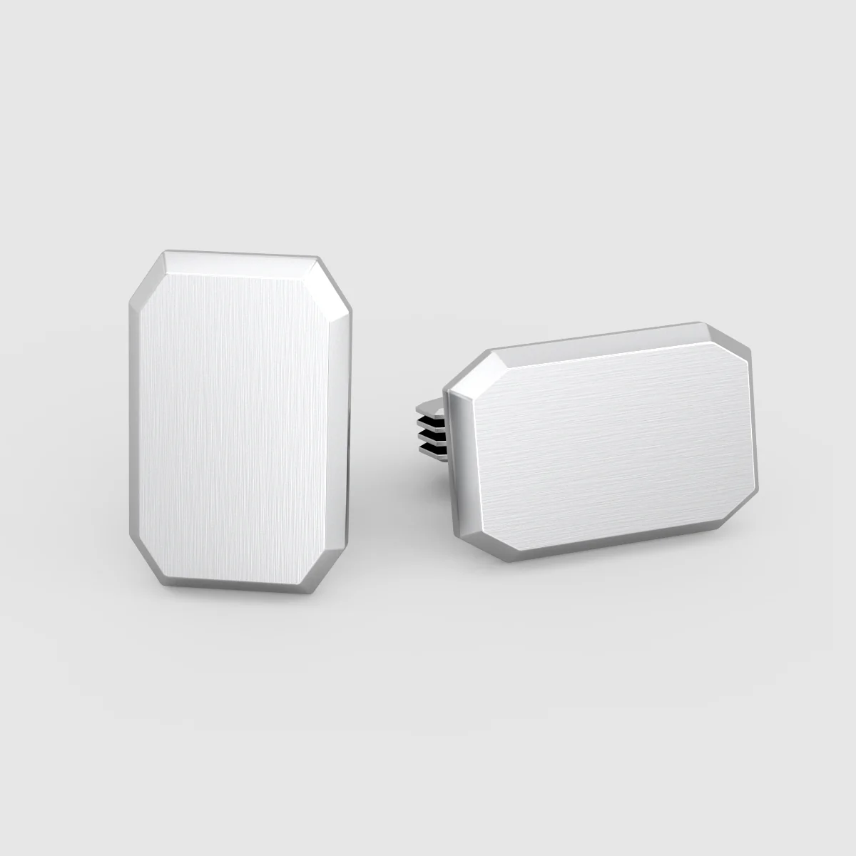 Nayel - Matt Finish Silver Cufflinks 15mm - Image 5